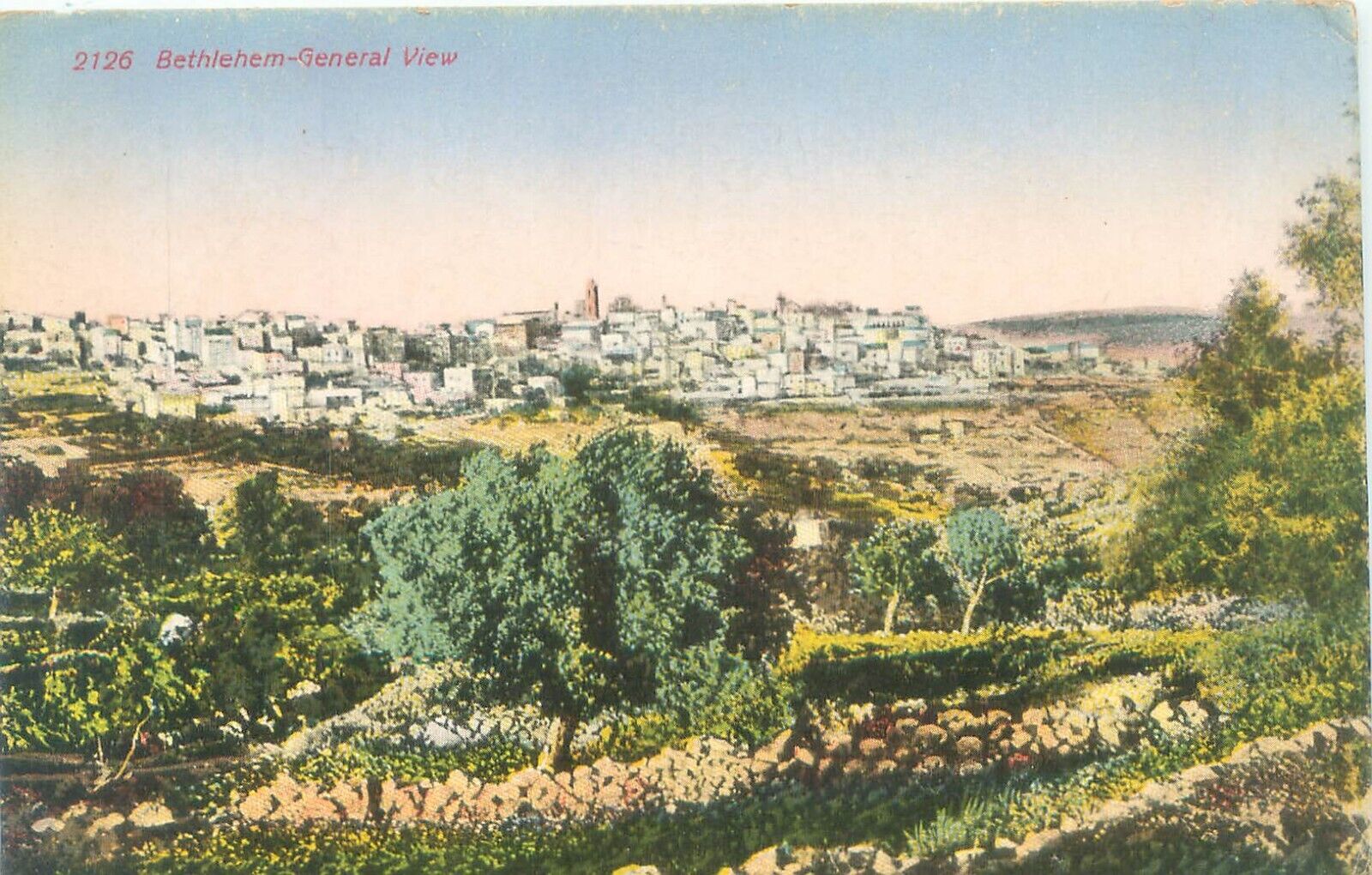 Bethlehem Israel General View, Bird\'s Eye View, Litho Postcard Unused