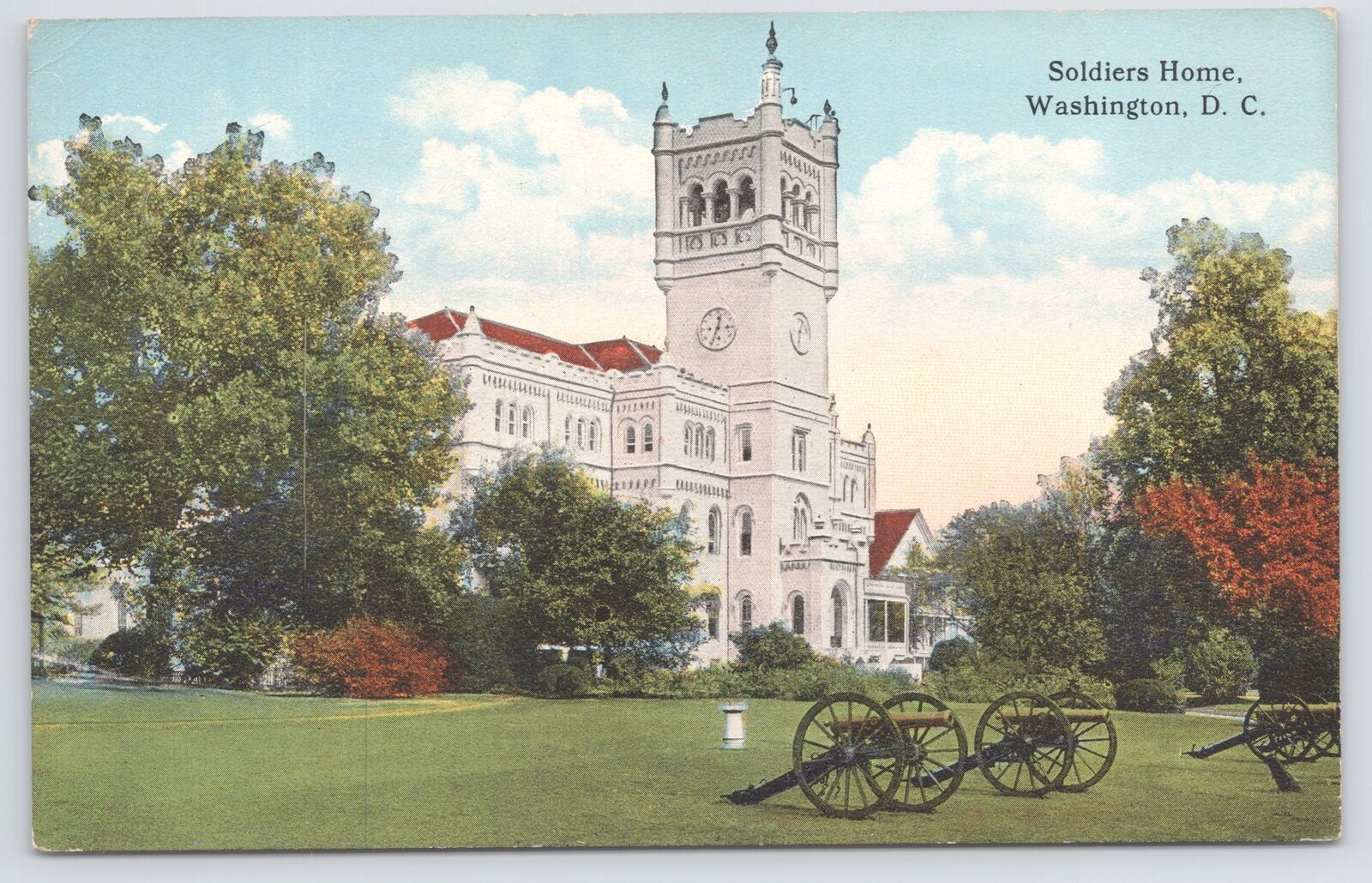Soldiers Home~Washington DC~Cannons In Courtyard~Clock Tower~Scott Bldg~Army~Vtg