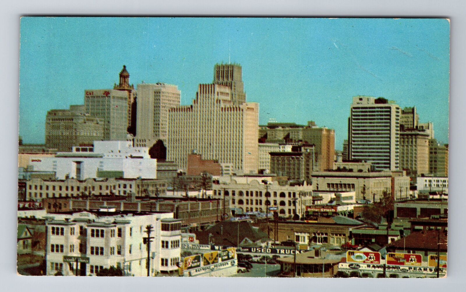 Houston TX-Texas, Skyline, Antique, Vintage Souvenir Postcard