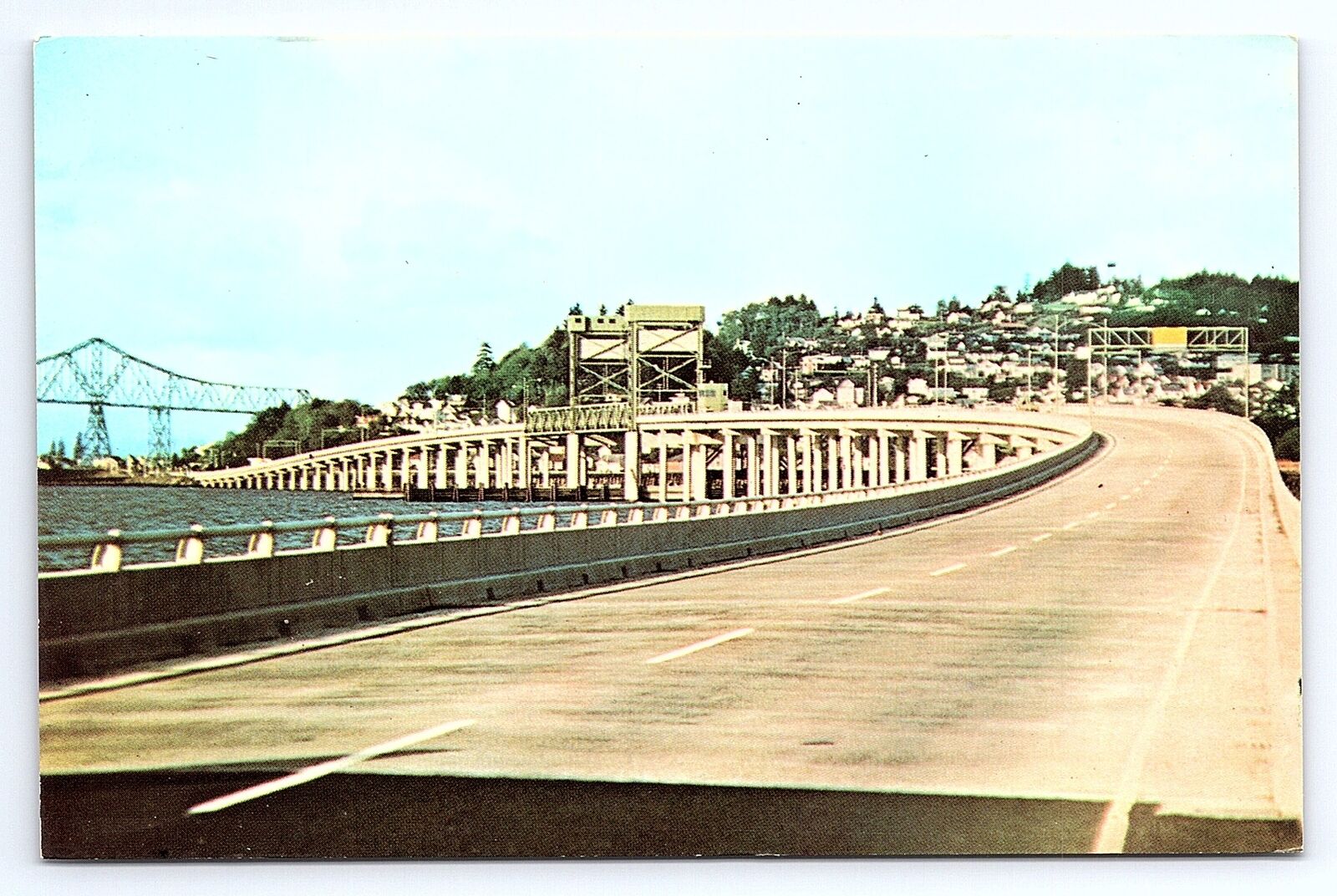 Postcard Two Bridges Astoria Oregon Young's Bay to Warrenton Washington
