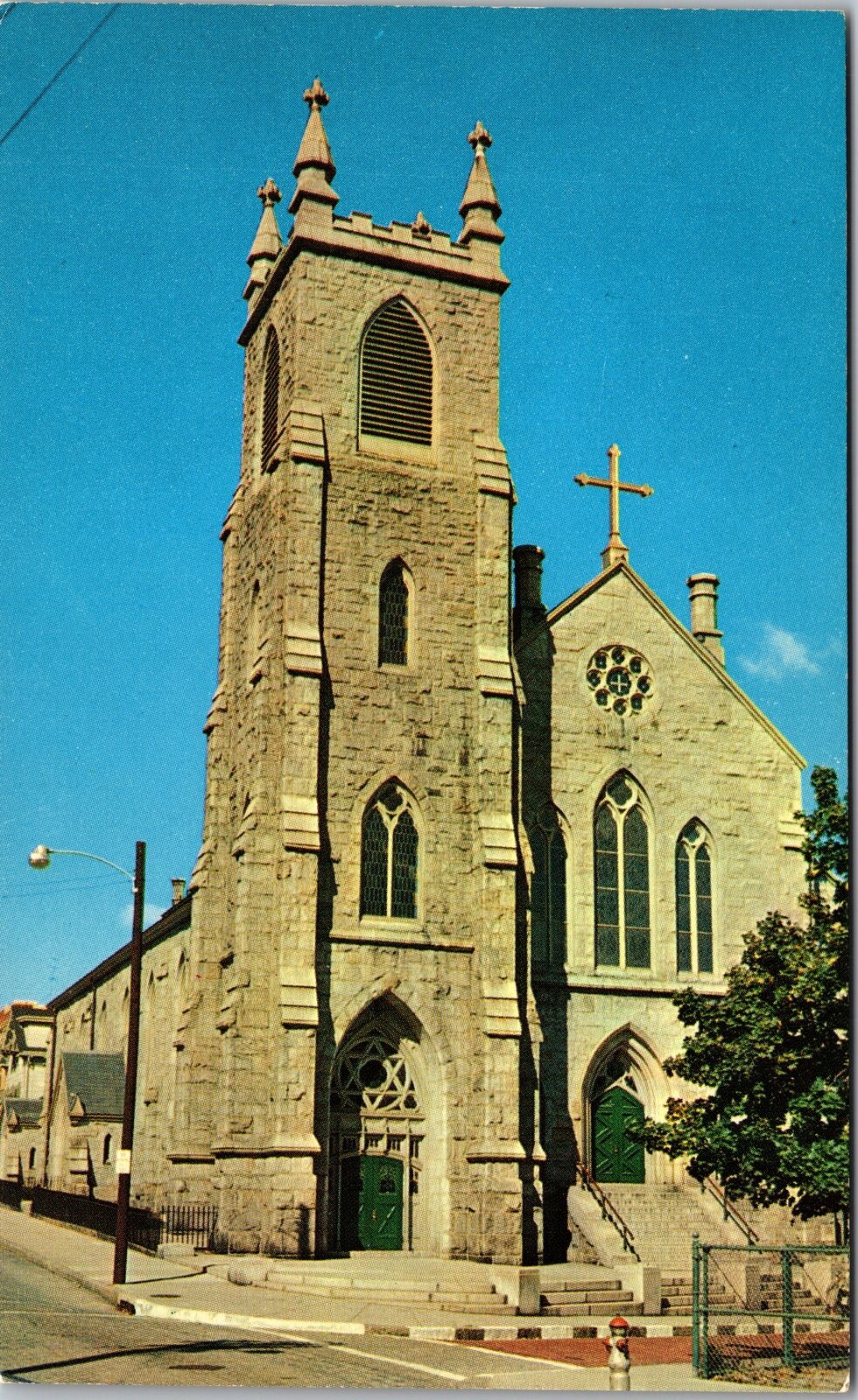 Woonsocket RI-Rhode Island, St Charles Borromeo Church Vintage Postcard