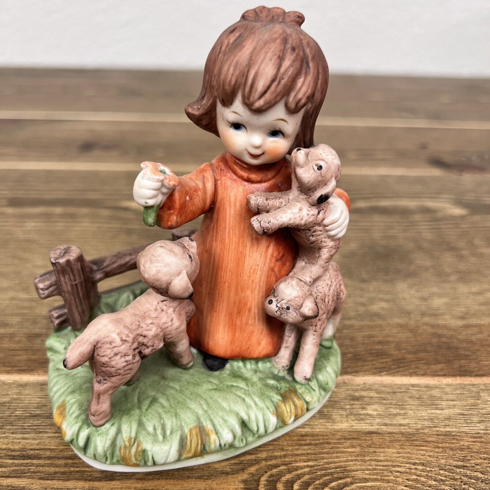Vintage Little Girl with Lambs Figurine Home Decor
