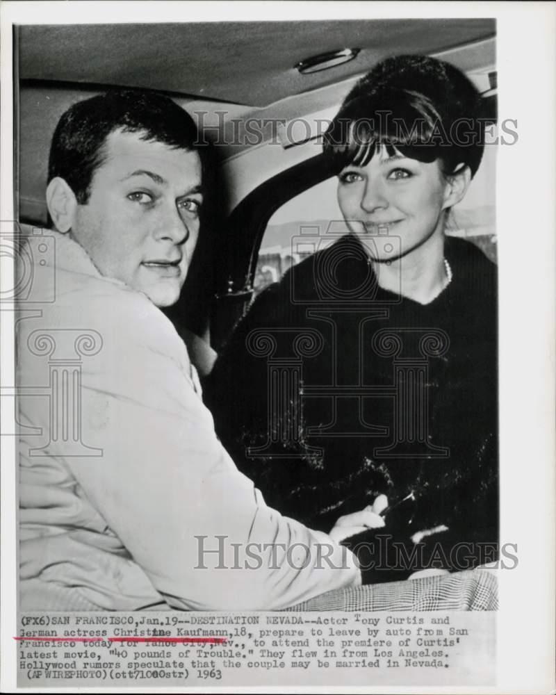 1963 Press Photo Actors Tony Curtis and Christine Kaufmann in San Francisco.
