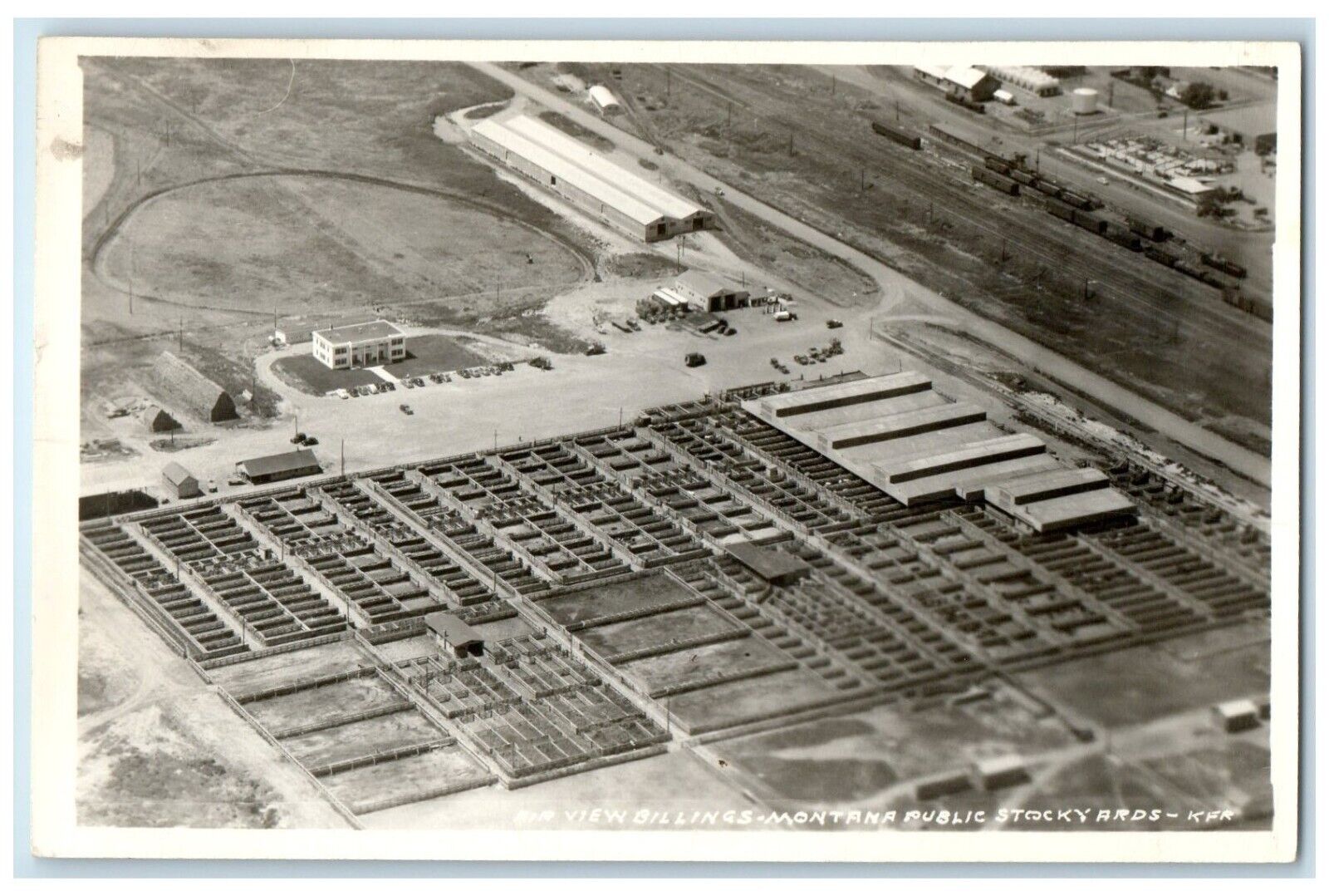 c1940\'s Air View Billings Montana Public Stockyards RPPC Photo Vintage Postcard
