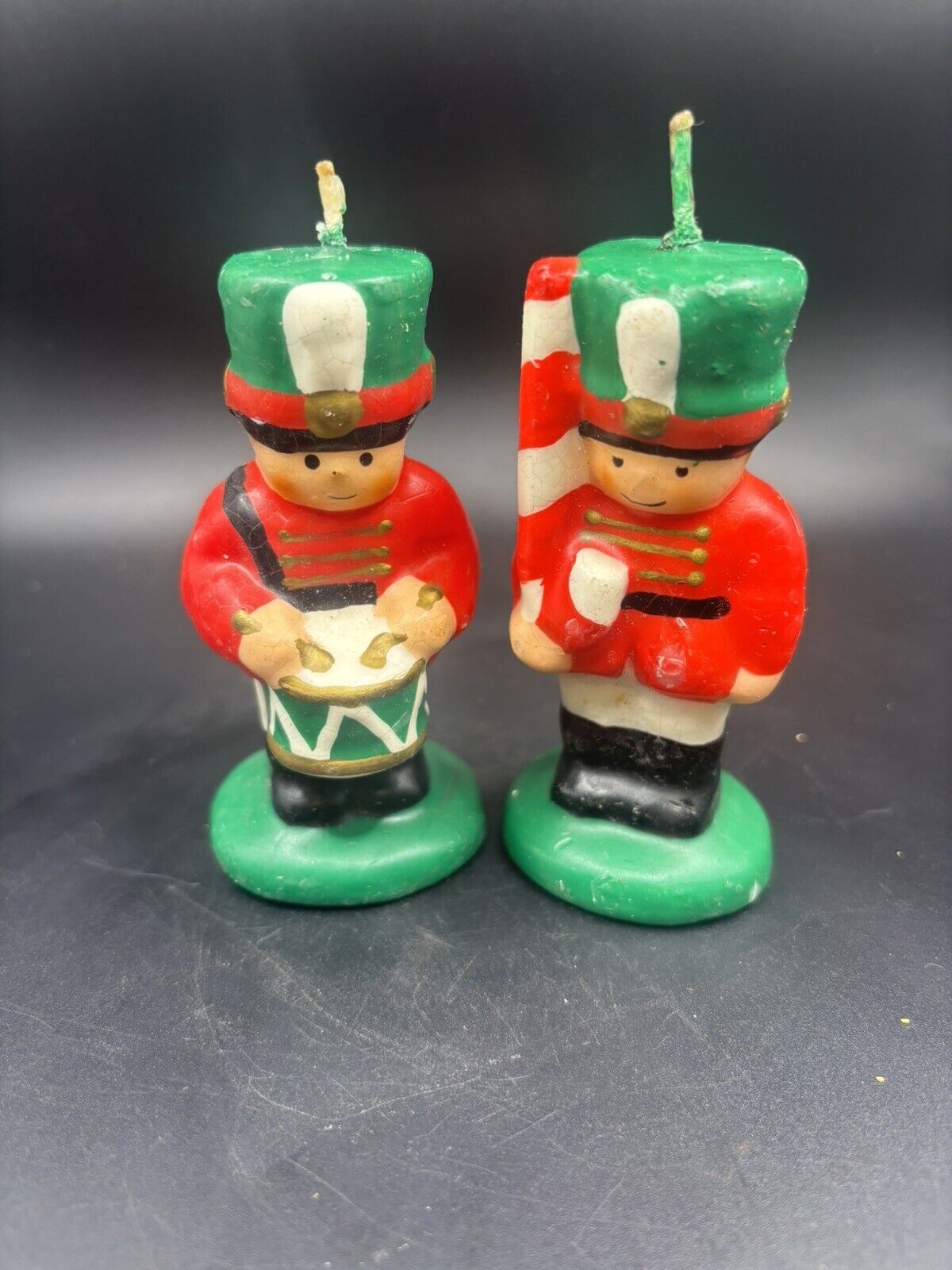 Pair Of Vintage Christmas Toy Soldier Candles