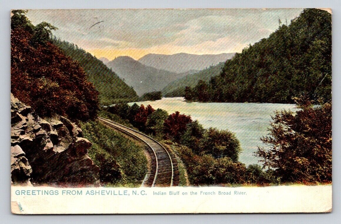 c1905 Tuck Bluff French Broad River Greetings Asheville NC P506A