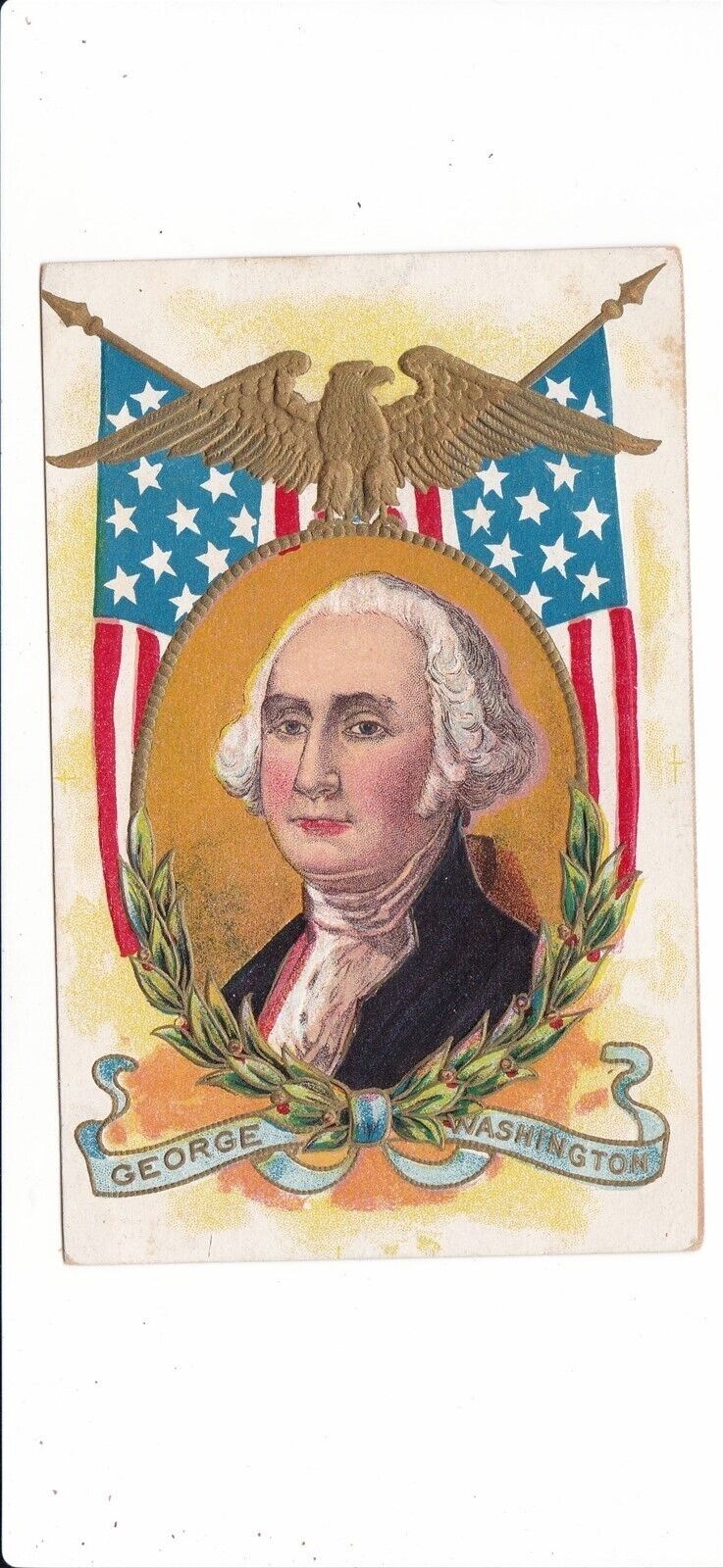 Patriotic antique postcard / George Washington / eagle shield flag 