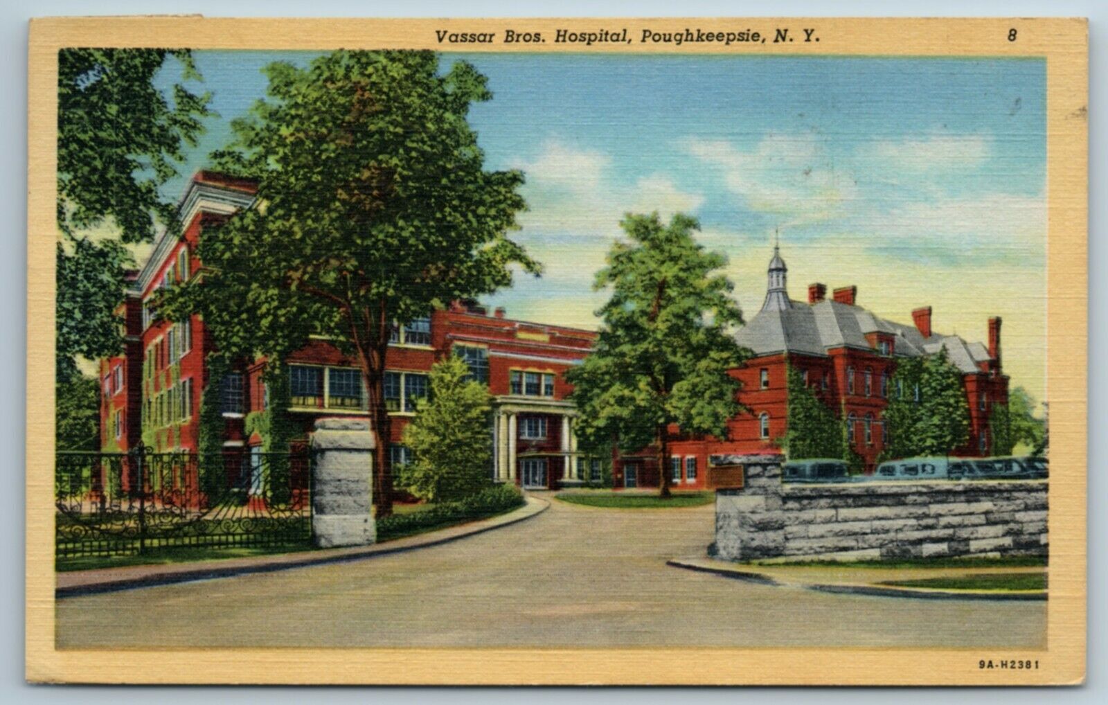 Vassar Brothers Hospital Poughkeepsie New York NY Linen Postcard July 1947