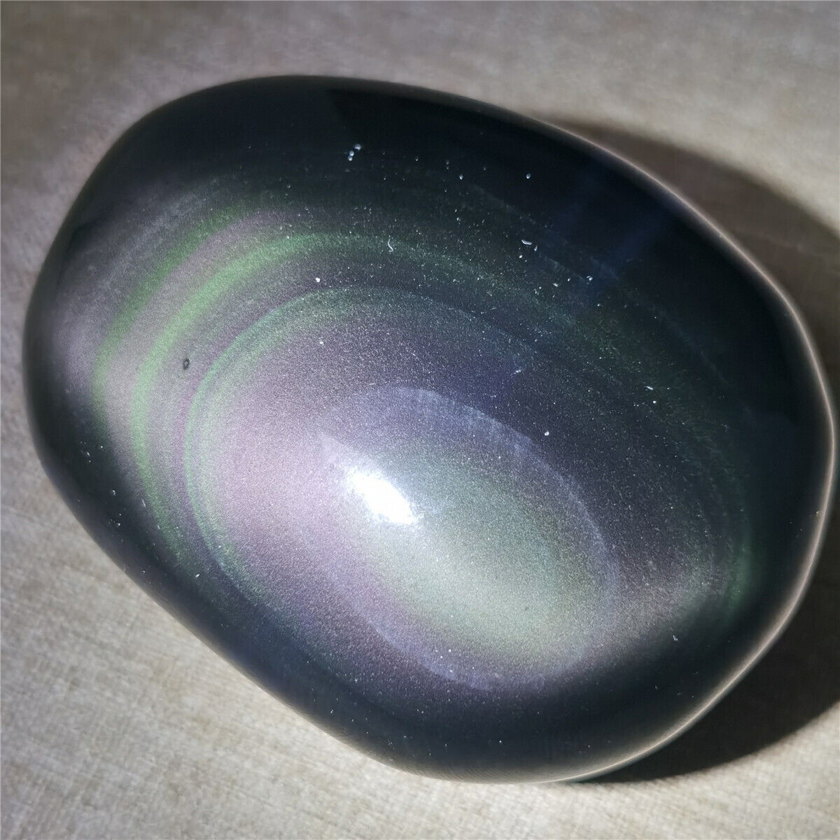 214 g Natural Rainbow Eye Obsidian Quartz Crystal Ornament Reiki Healing  #1252