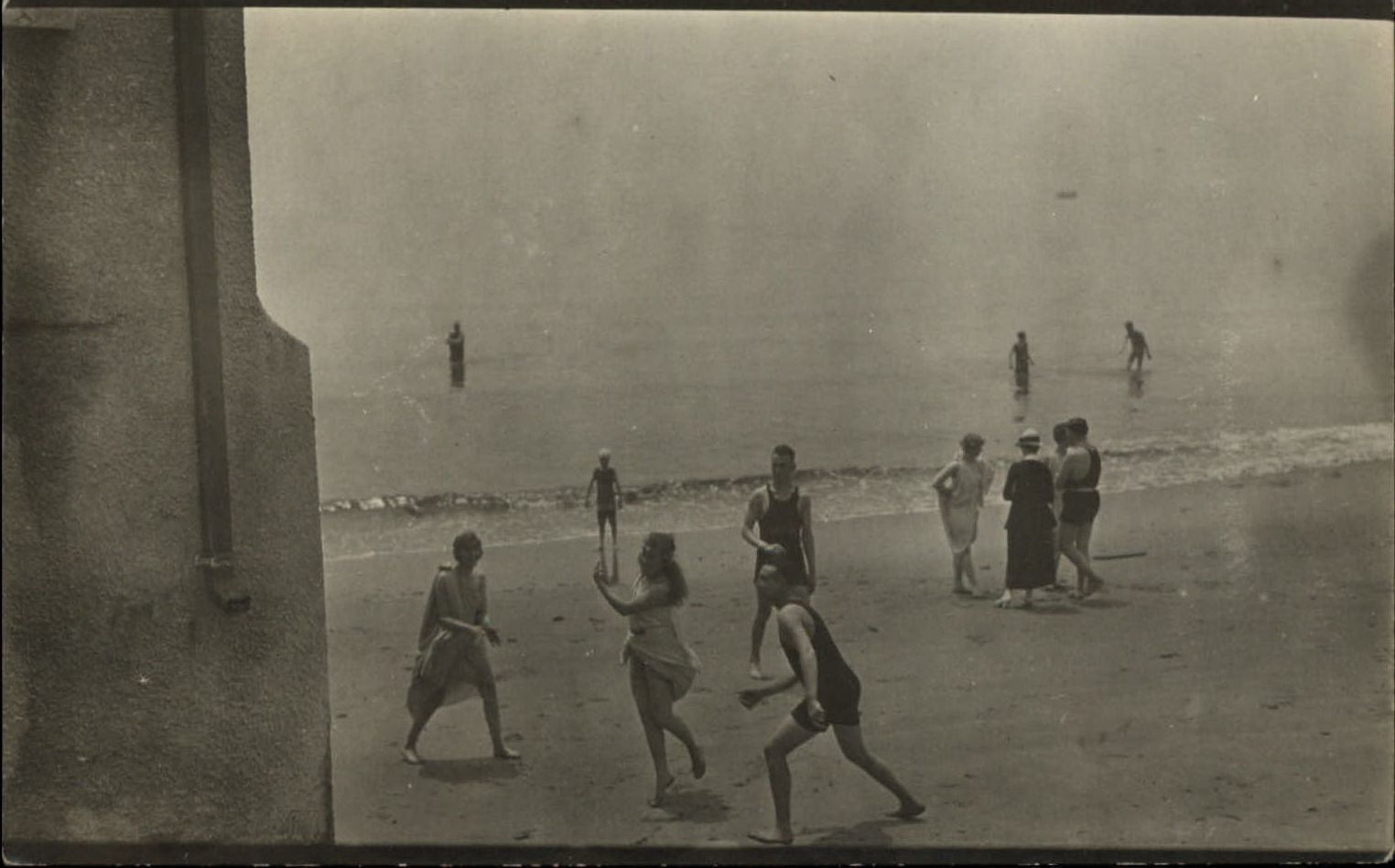 RPPC Baseball? Sexy flapper girls playing ball on beach ~ 1904-1918 real photo