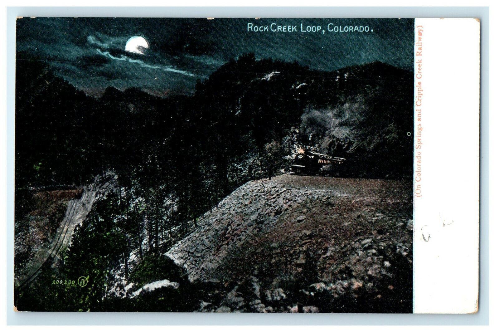 c1905s Rock Creek Loop By Night, Colorado Antique Unposted Postcard