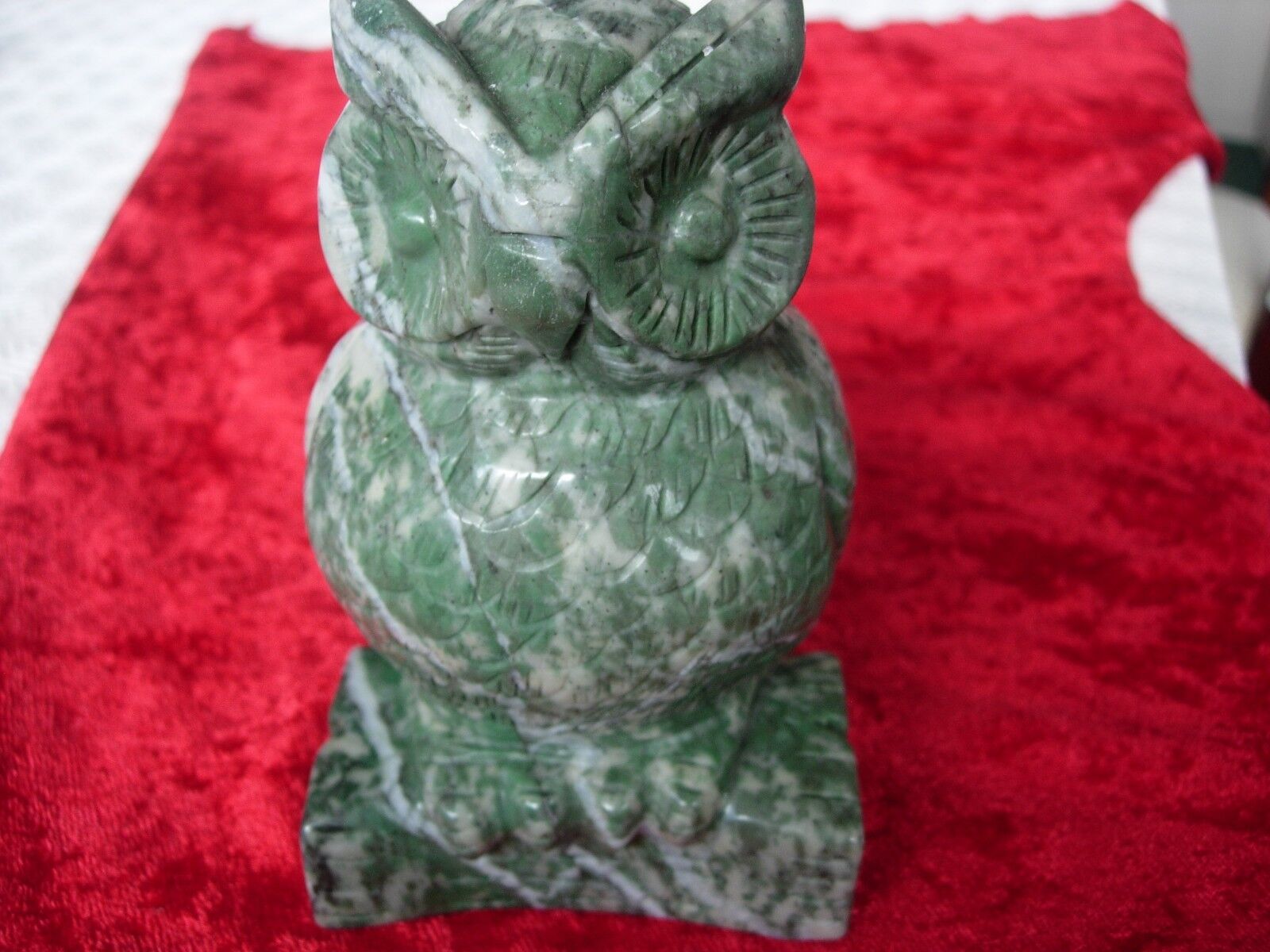 large variscite owl carving T10  123 mm tall