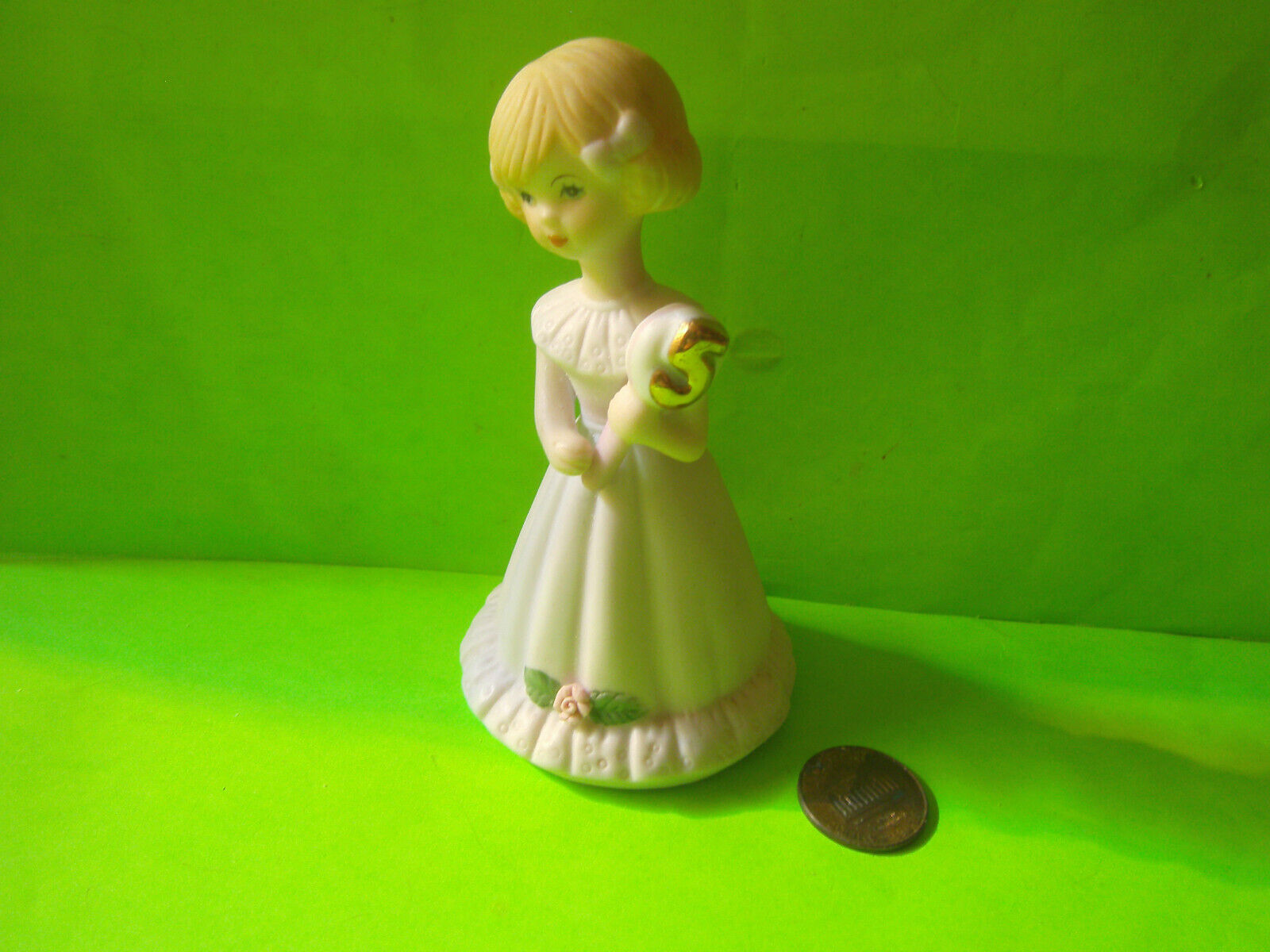 Growing Up Birthday Girls Age 5 Brown Hair Porcelain Figurine 1981 Enesco