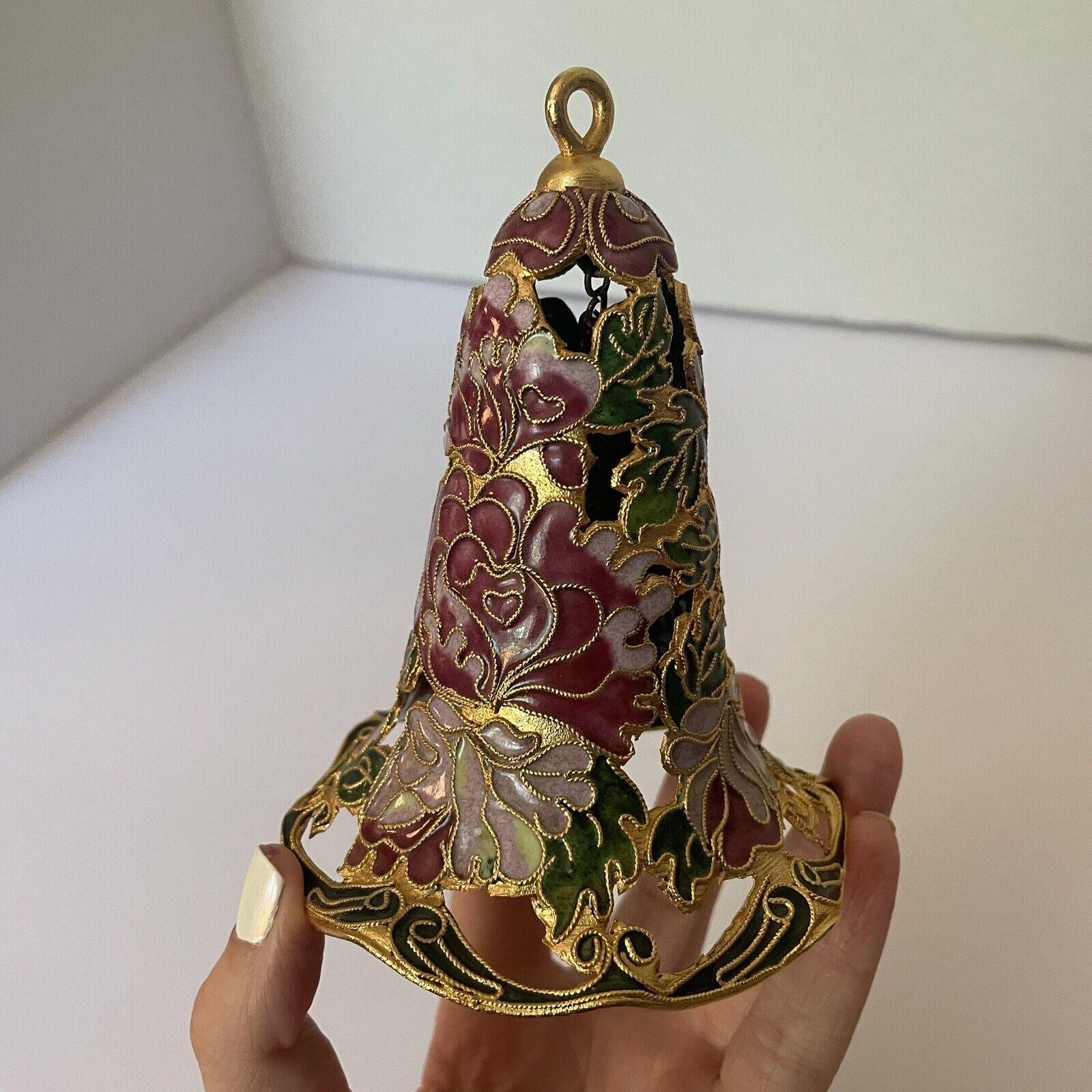 Cloisonne Floral Bell Beautiful Embellished Ornament 