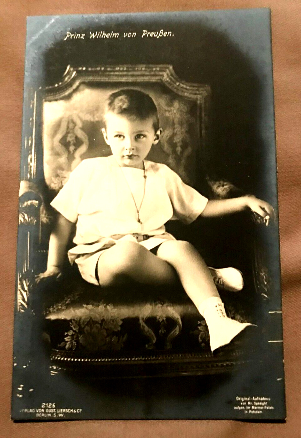 Antique Real Photo Postcard of Prince Wilhelm of Prussia, young boy EARLY 1900\'S