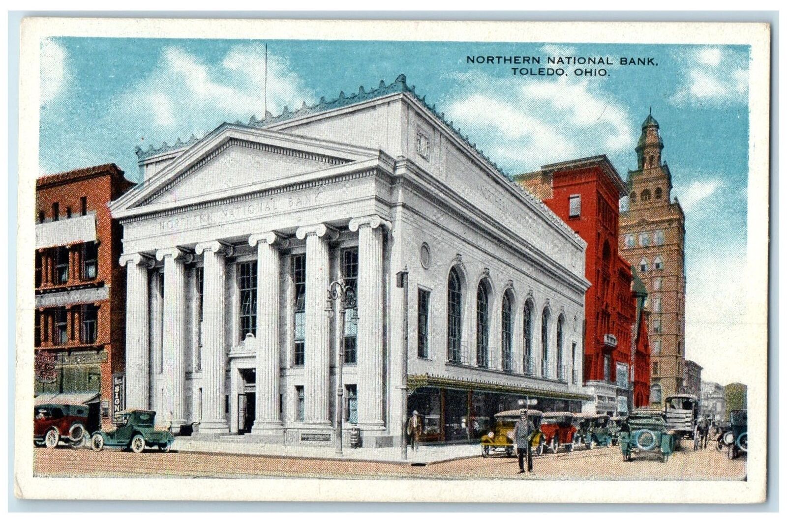 c1920s Northern National Bank Exterior Roadside Toledo Ohio OH Unposted Postcard