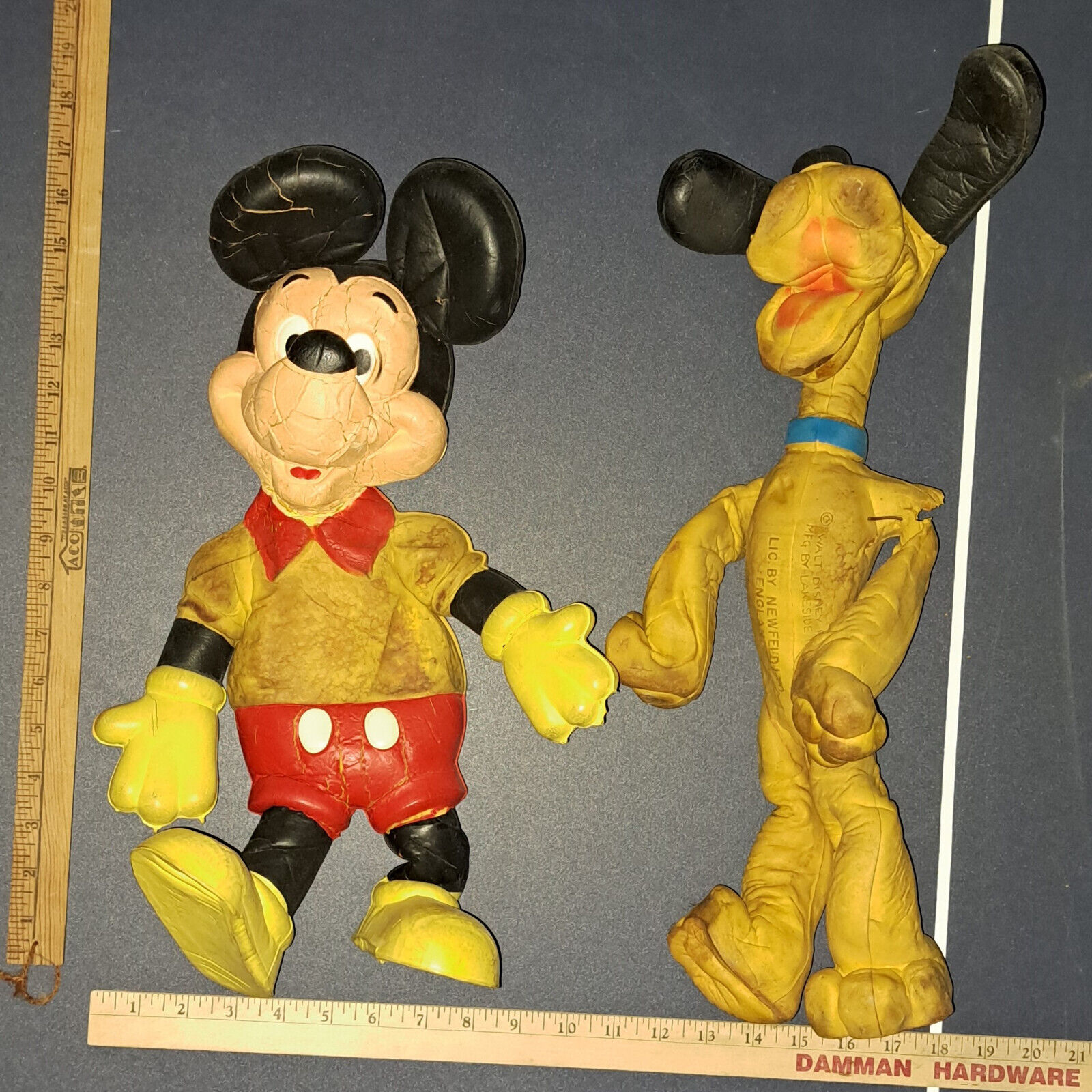 Vintage Walt Disney Mickey Mouse & Pluto Bendable Bendy Foam Dolls Toys 18\