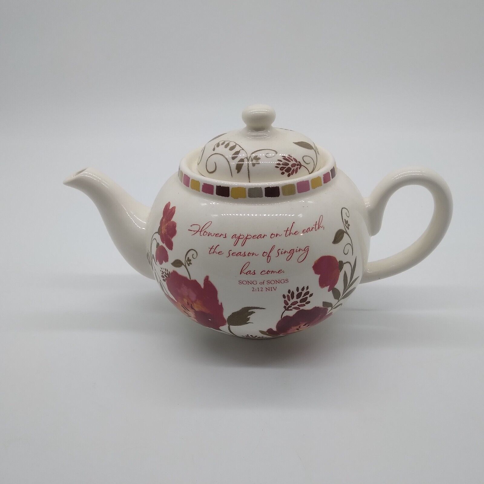 Blessings Unlimited ceramic tea pot Song of Songs floral Painted
