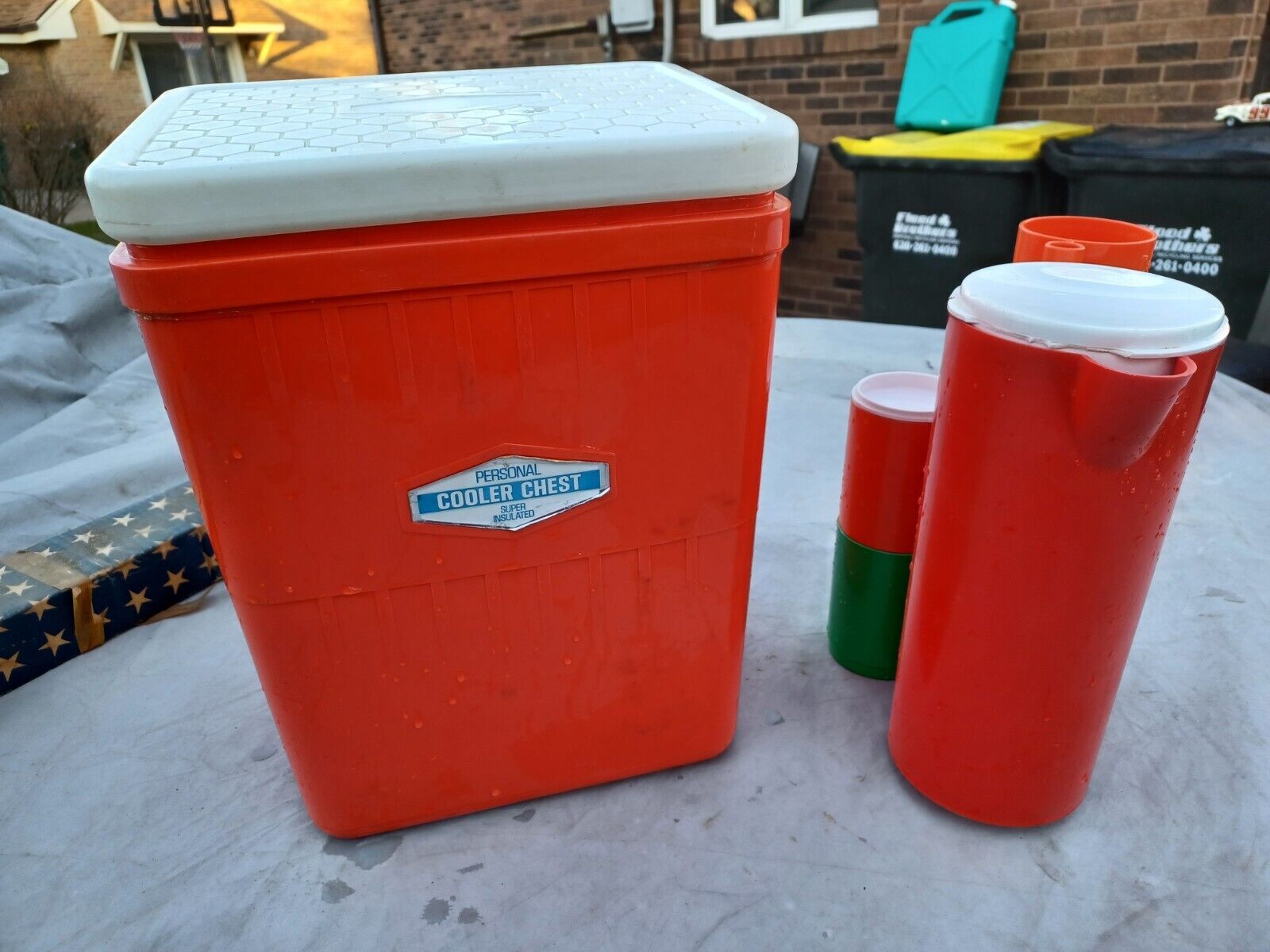 Vintage Amoco Personal Cooler Chest Super Insulated w/ Ingrid Dispenser Set -Red