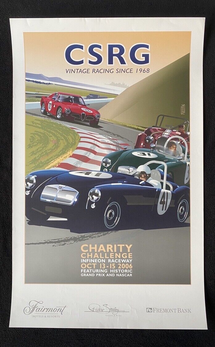 2006 CSRG Charity Challenge Poster Sonoma Raceway MG Alfa Romeo TZ MATTOS