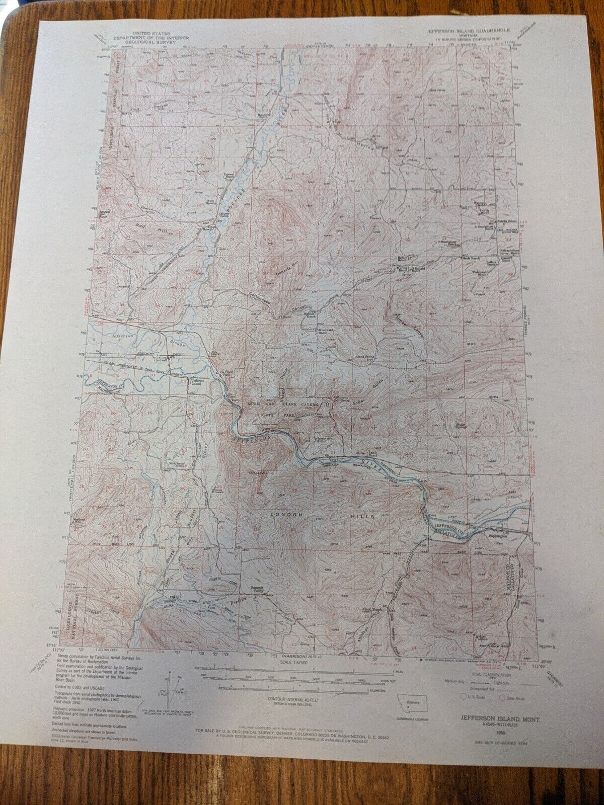 1970 MONT JEFFERSON ISLAND QUADRANGLE US Dept Interior Geological Survey Map VTG