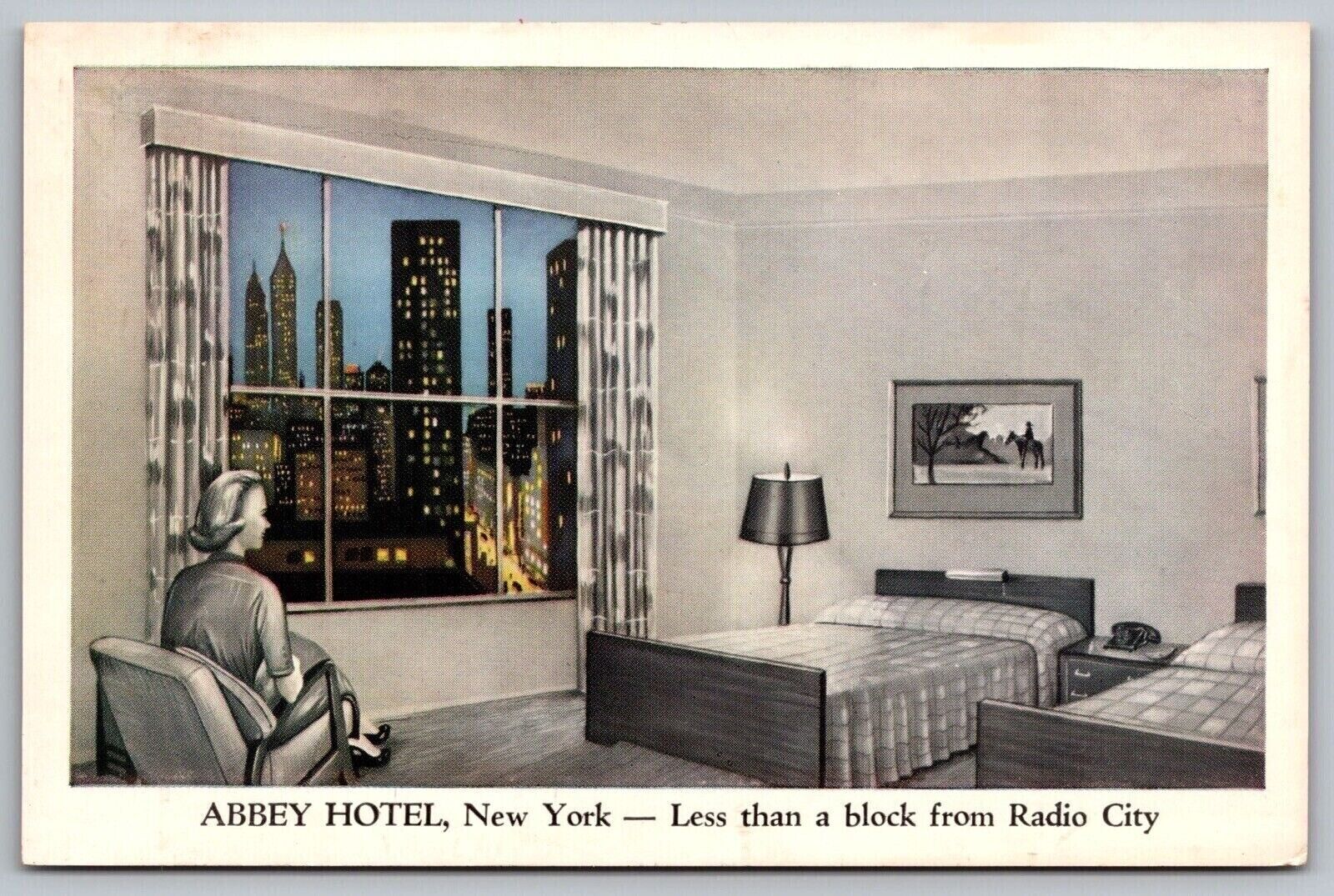 Abbey Hotel New York NY Interior View Postcard UNP VTG Lumitone Unused Vintage