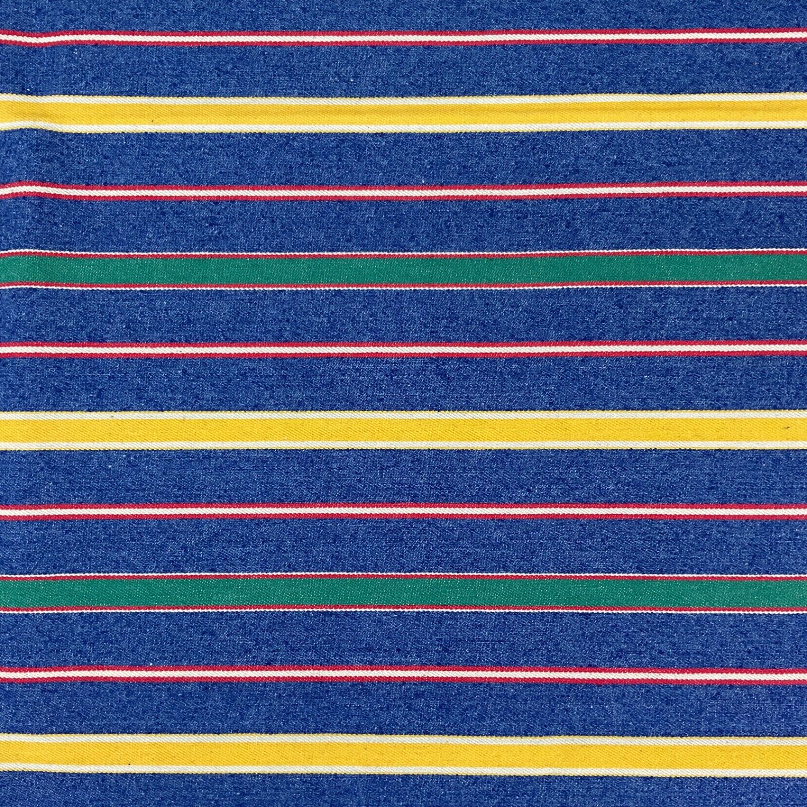 Vintage multi colored striped denim fabric heavy weight 37” x 61” sew craft