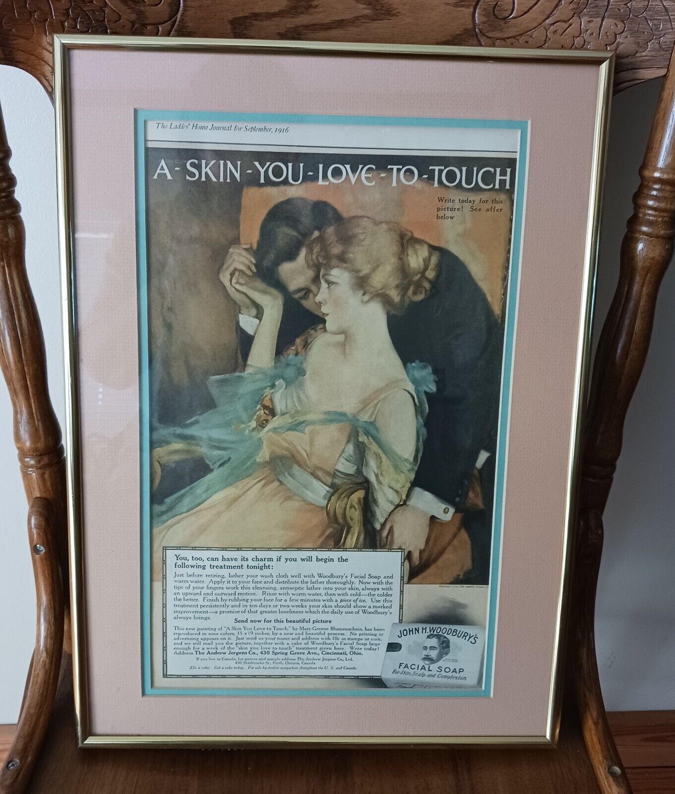 Vintage 1916 Ladies' Home Journal Facial Soap Framed Advertisement Home Decor