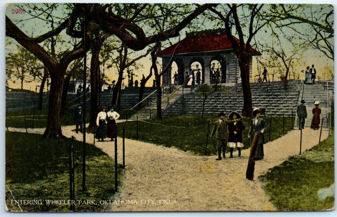 Postcard - Entering Wheeler Park - Oklahoma City, Oklahoma