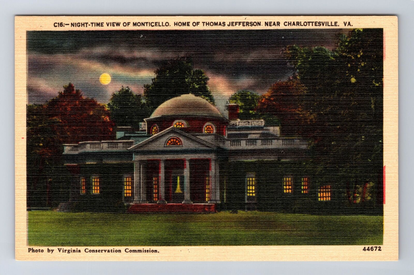 Charlottesville VA-Virginia, Monticello Home Thomas Jefferson, Vintage Postcard