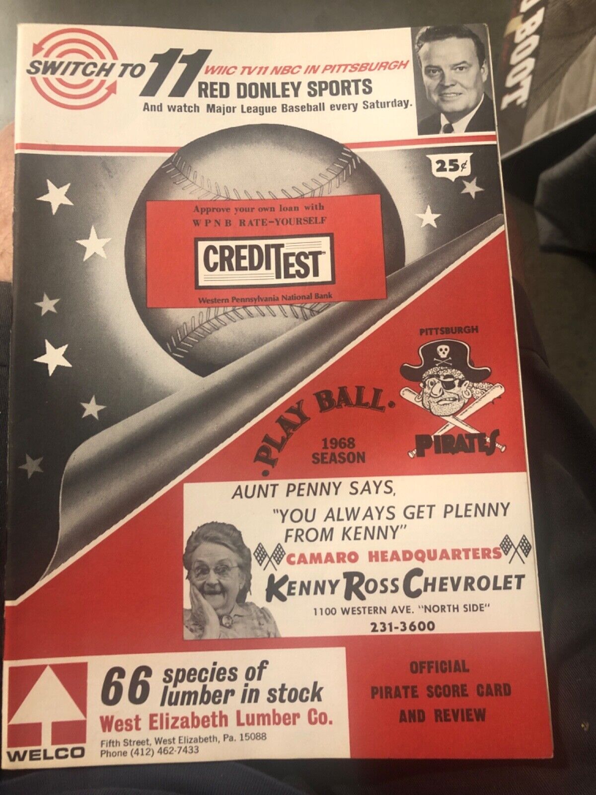 1968 Pittsburgh Pirates  Clemente Houston Astros Home Opener? Program