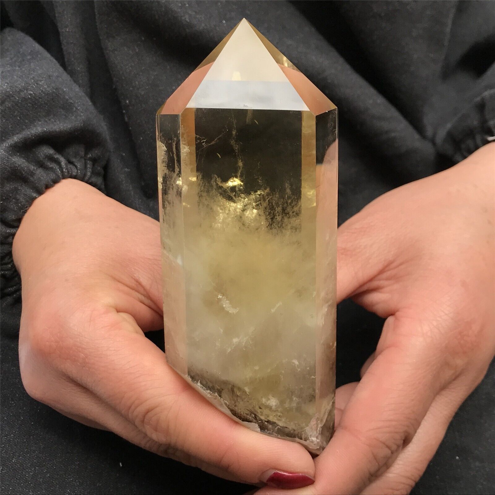 0.92LB TOPNatural smoky citrine quartz obelisk crystal point wand tower healing
