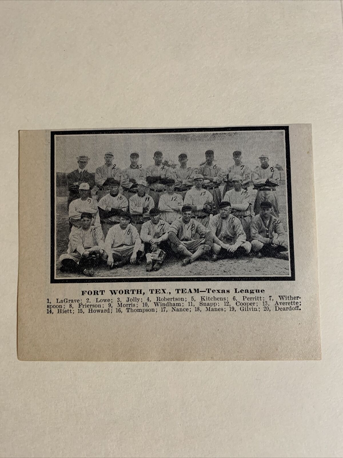 Fort Worth Panthers Texas League Claude Cooper 1912 Baseball Team Picture #2