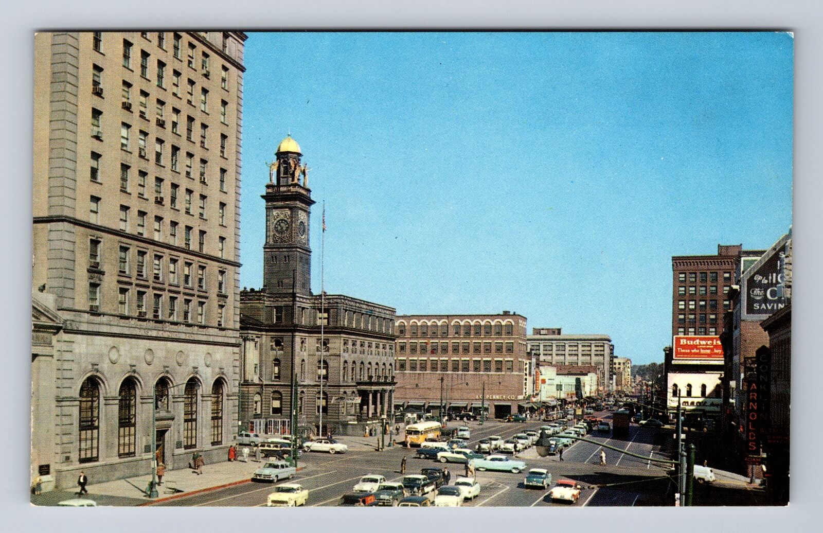Canton OH-Ohio, Panoramic View Public Square, Clock Tower, Vintage Postcard