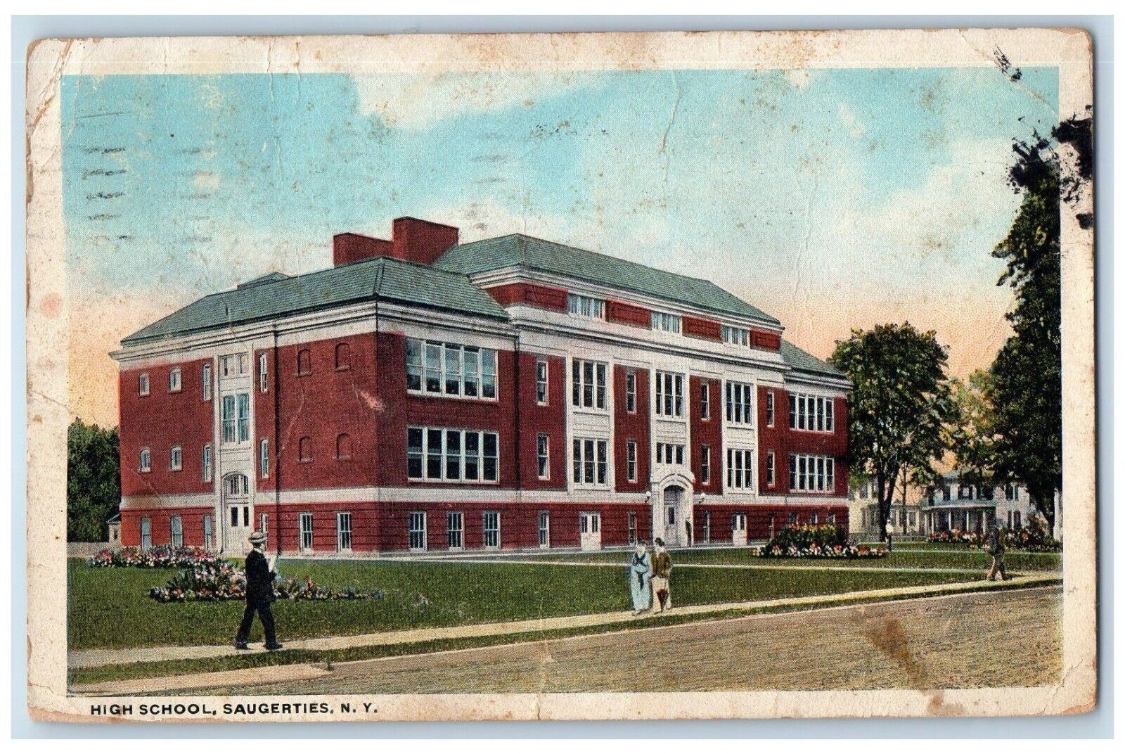 1926 High School Saugerties Kingston New York NY Vintage Antique Posted Postcard
