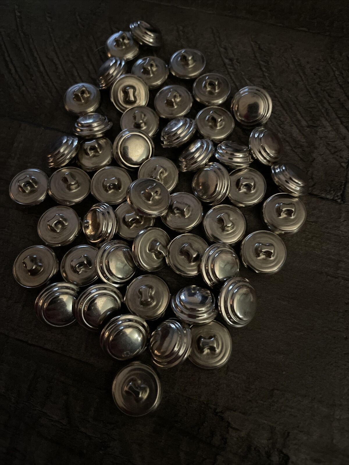 Vintage Metal Shank Buttons, Lot of 50 Matching, Nicely Detailed