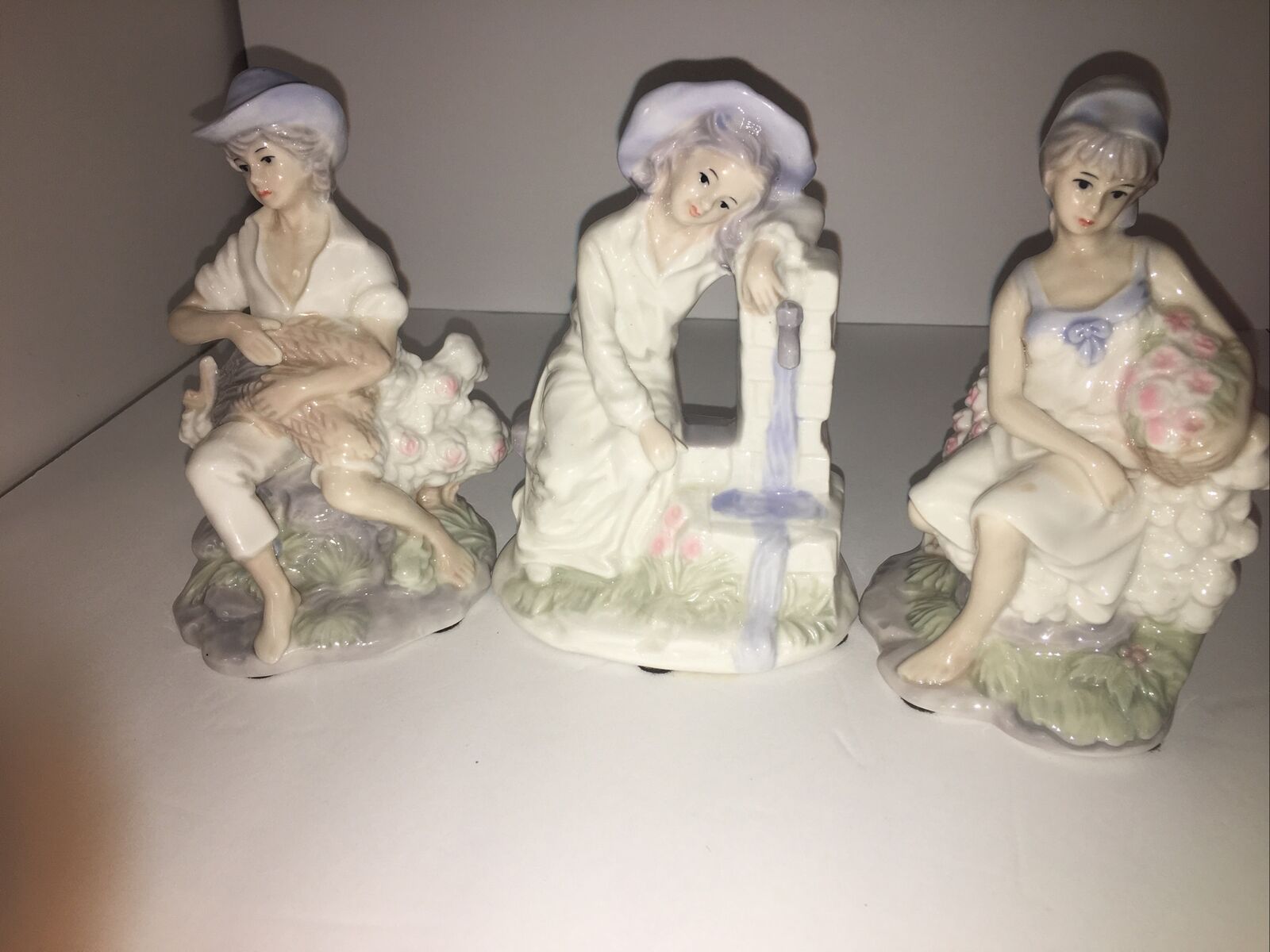 vintage porcelain ceramic kpm style victorian  women ladys figurines Set Of 3