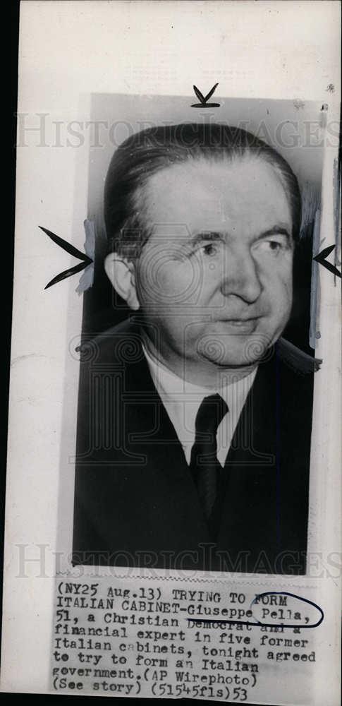 1953 Press Photo Giuseppe Pella Christian Democrat - dfpd40417