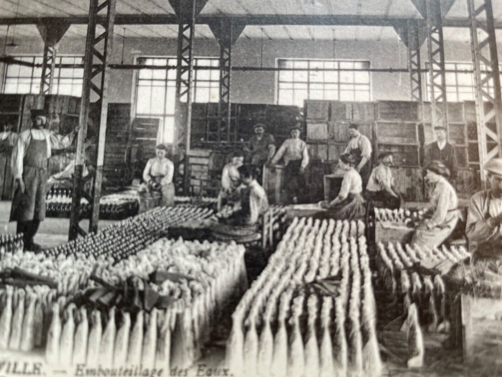 2 WWI Contrexeville, Vosages, France, Bomb Factory Litho Postcard Women Workers