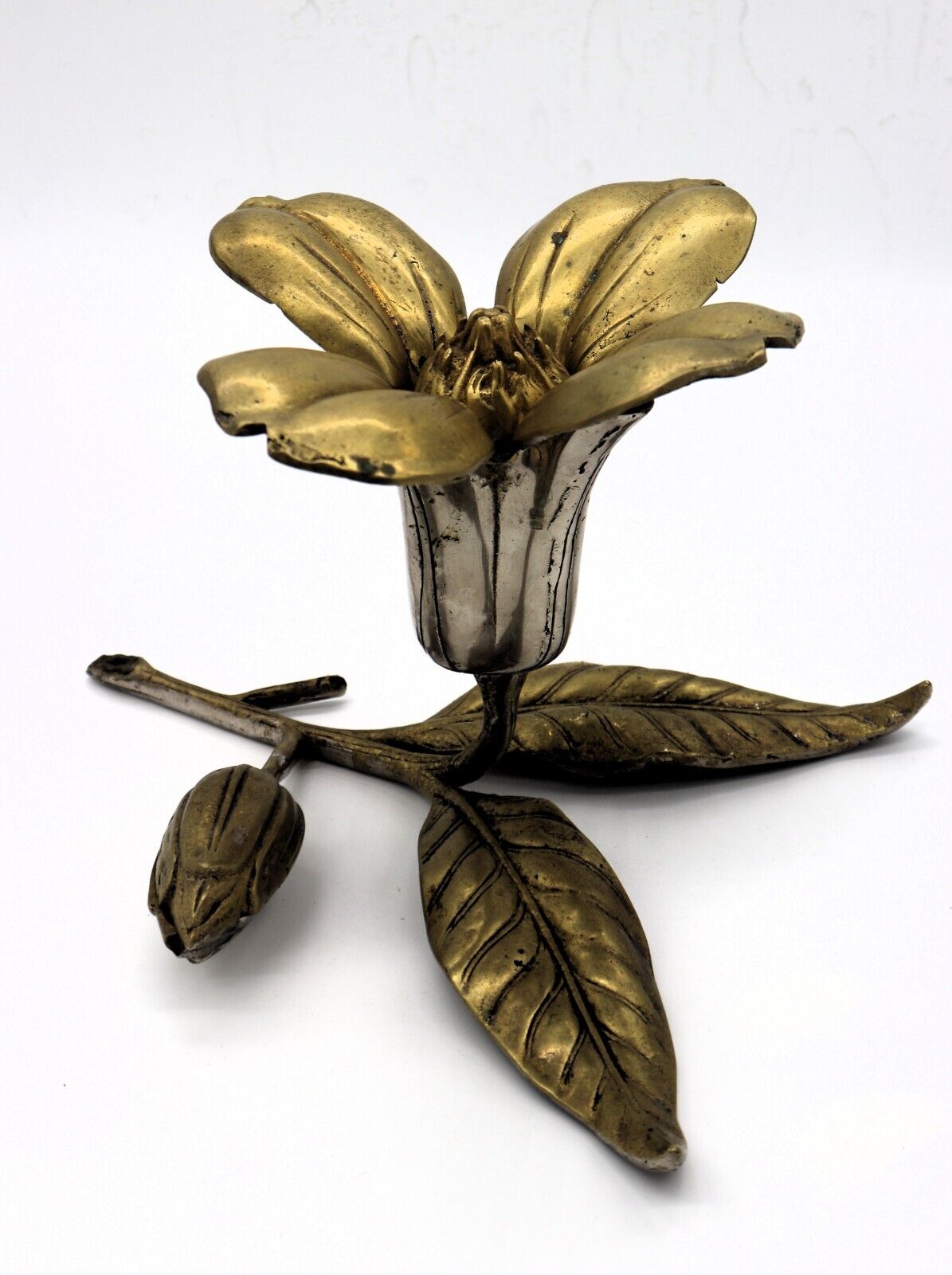 Vintage Mid-Century Large Lotus Flower Ashtray with Four Metal Removable Petals