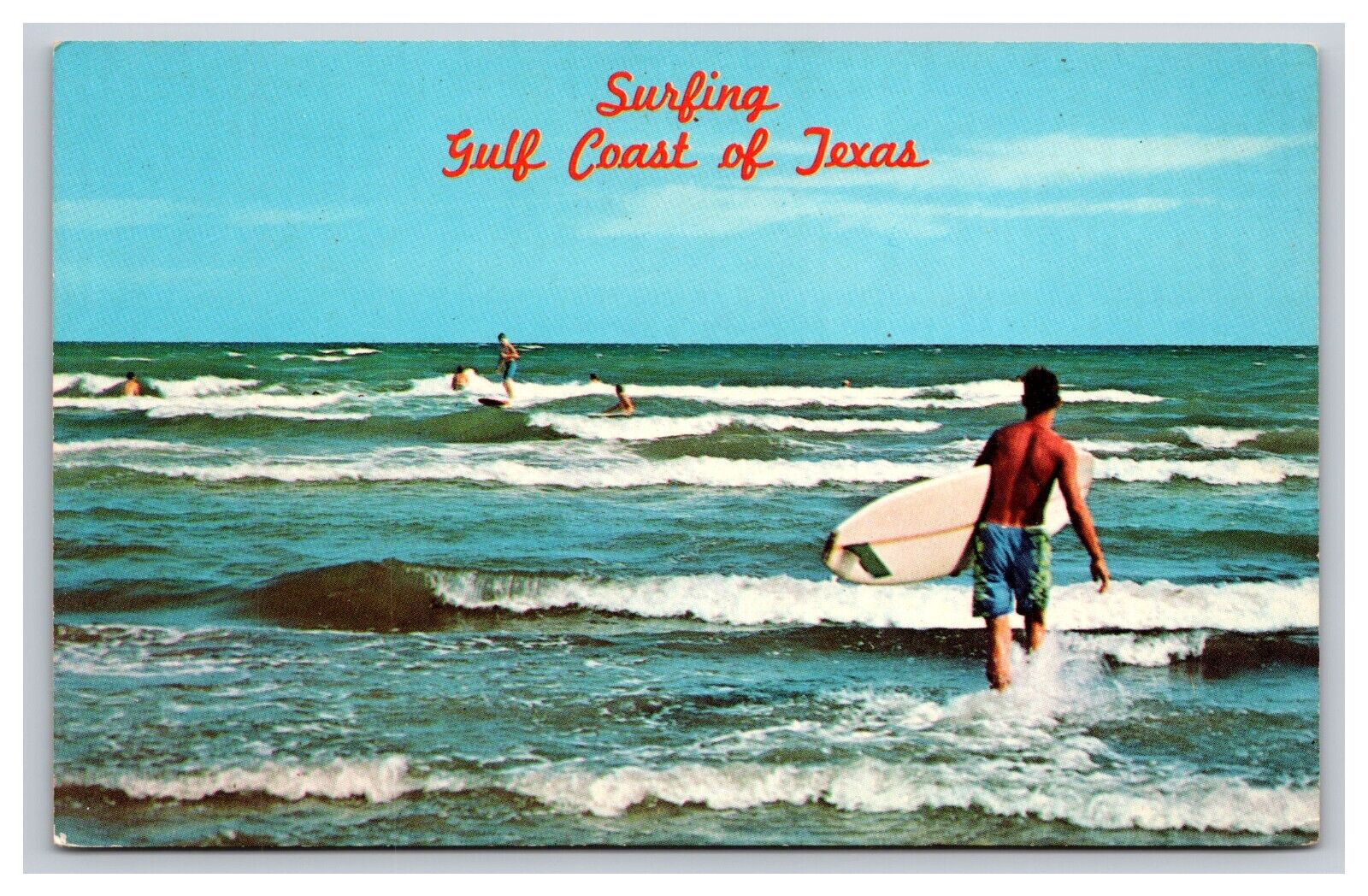 Surfing, Gulf Coast Of Texas TX Postcard