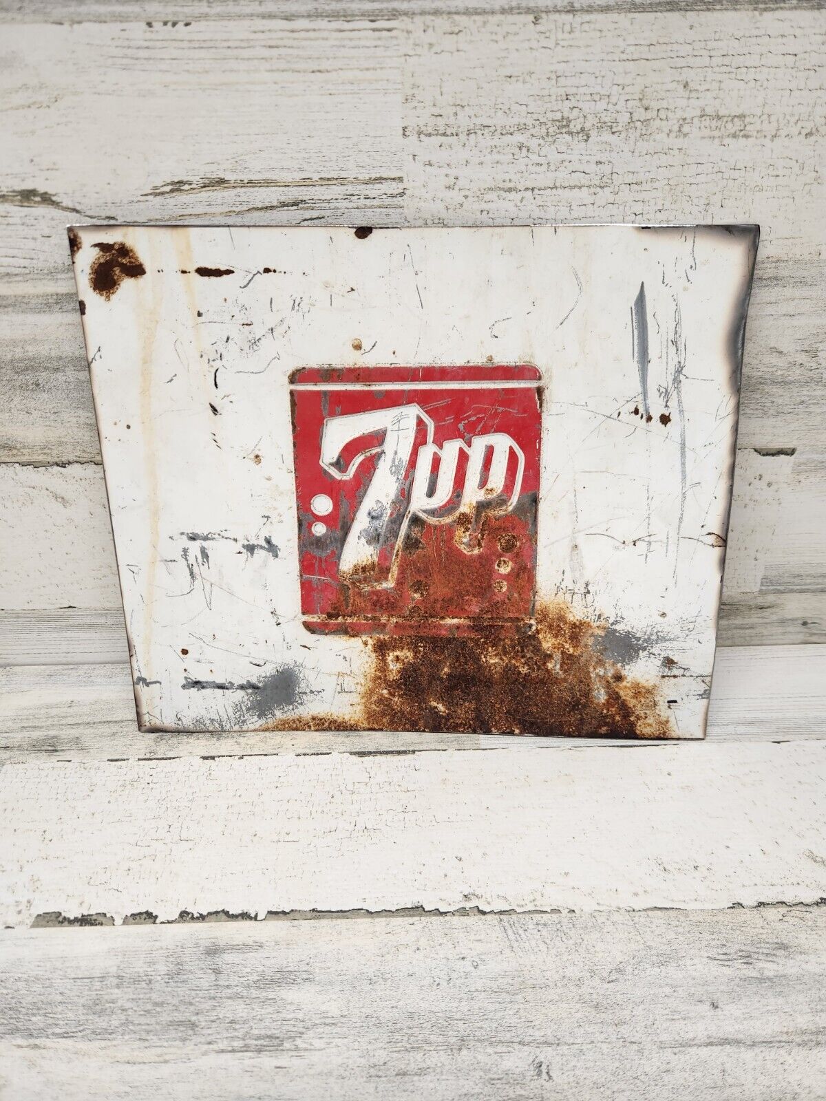Vintage 7up Soda Pop Sign Embossed