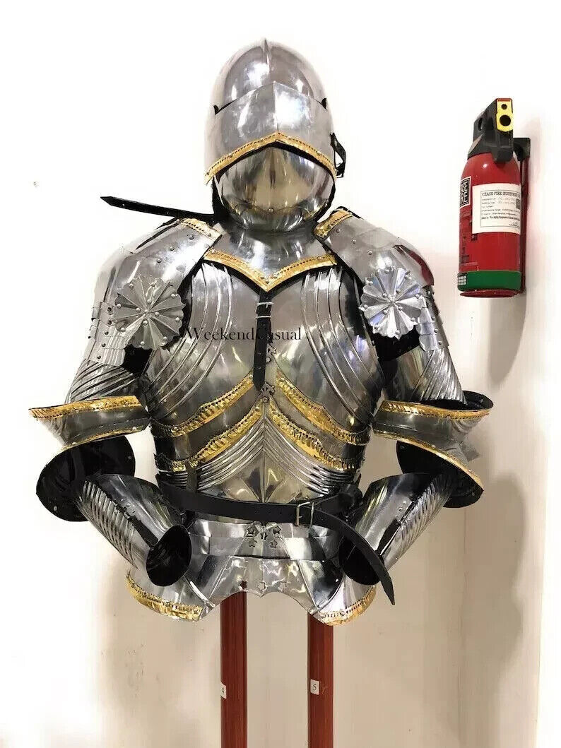 Medieval Handmade Gothic Half Suit of Armor Combat Knight Halloween Costume