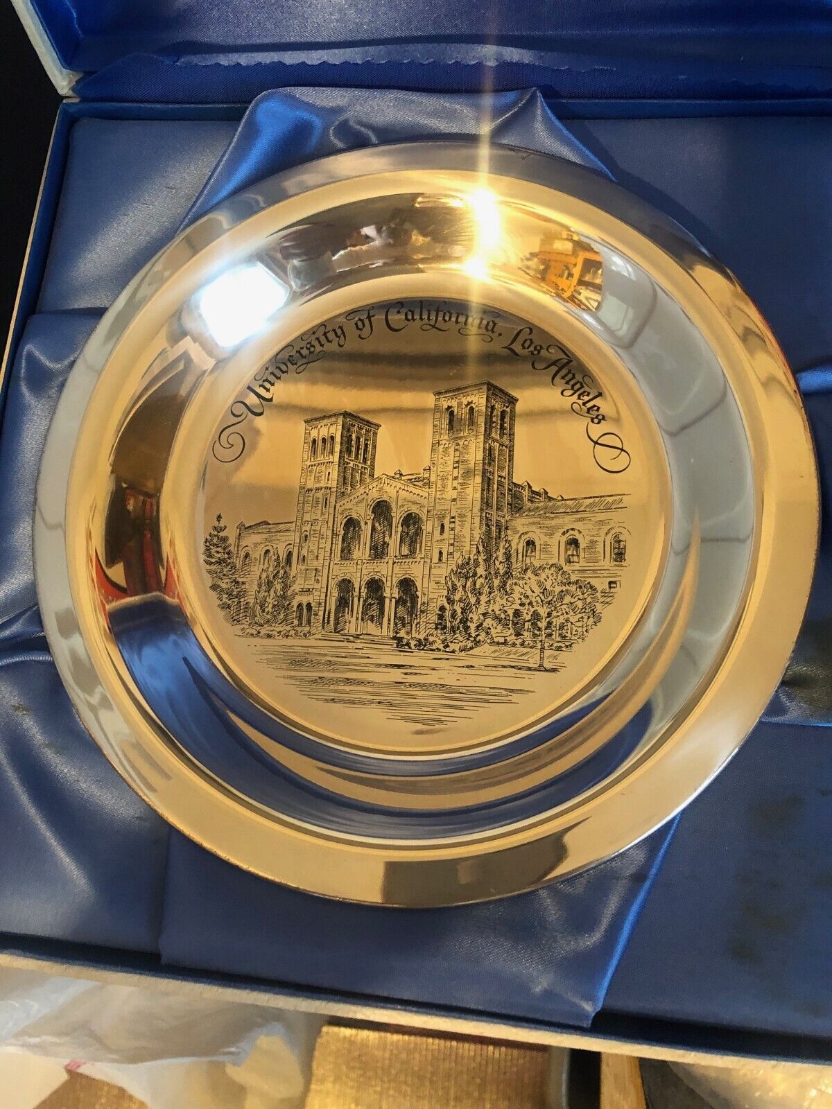 1977 Franklin Mint UCLA Bruins Royce Hall sterling silver plate Ltd #571 vintage