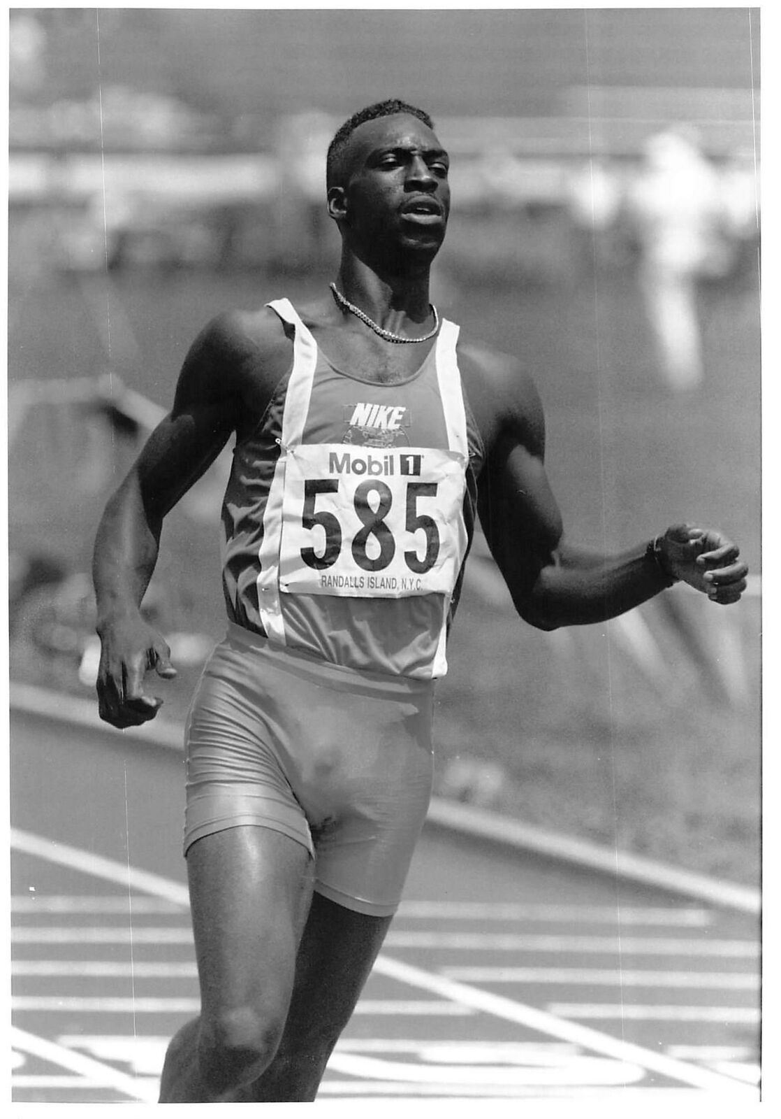 1991 Press Photo MICHAEL JOHNSON 200 meter dash race winner Track & Field Champ