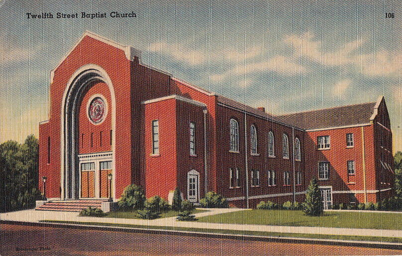  Postcard Twelfth Street Baptist Church Gadsden AL 
