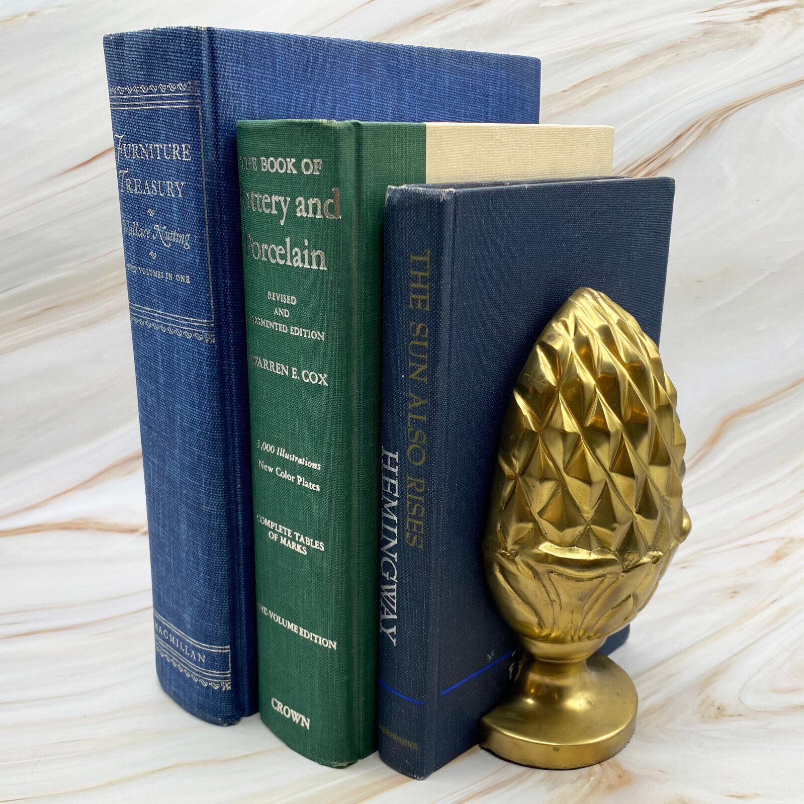 Vintage Pineapple Solid Brass Bookend or Door Stop - Faceted Diamond Pattern
