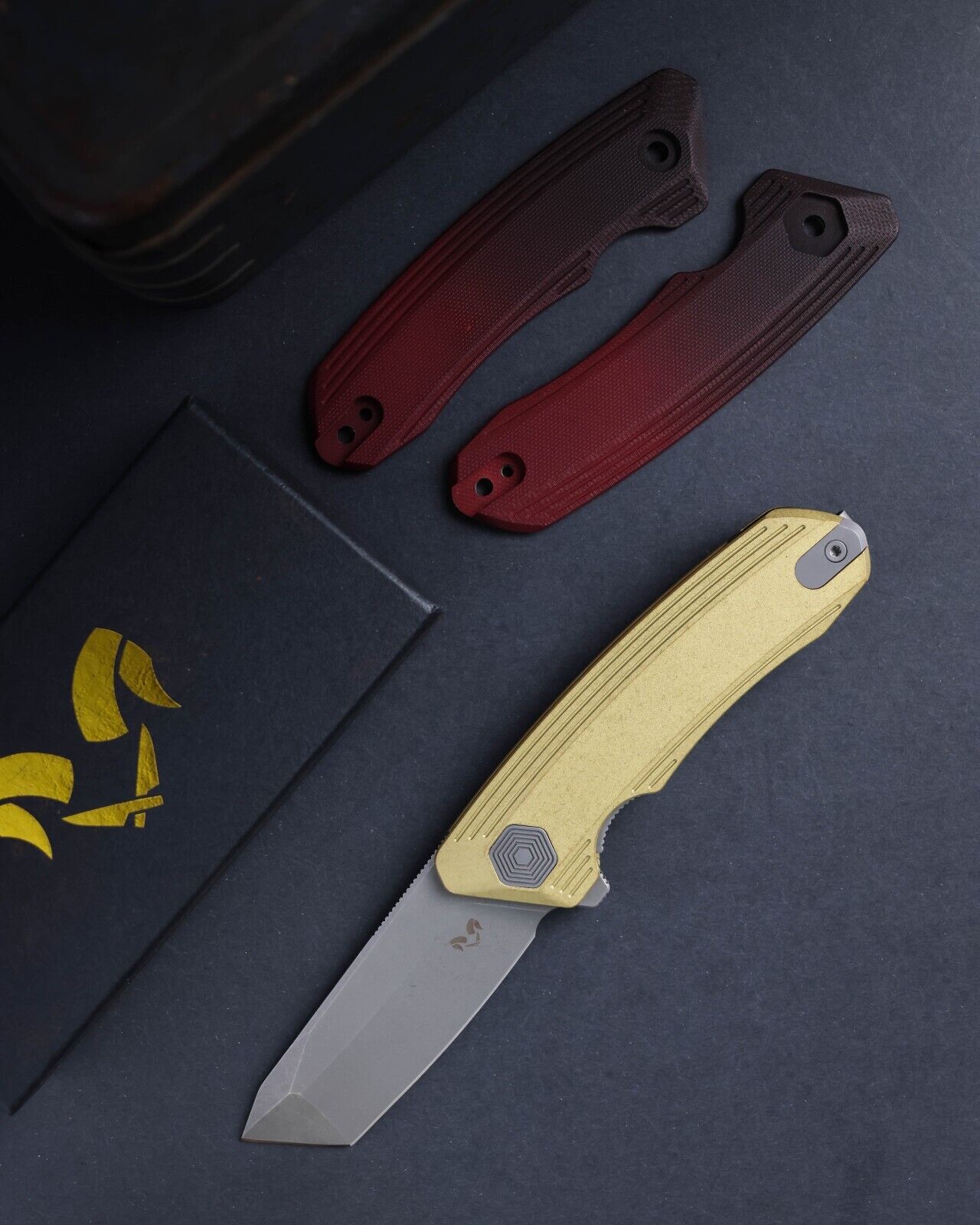 RARE Brass Damned Designs Wendigo, Custom G10 scales, folding EDC Knife