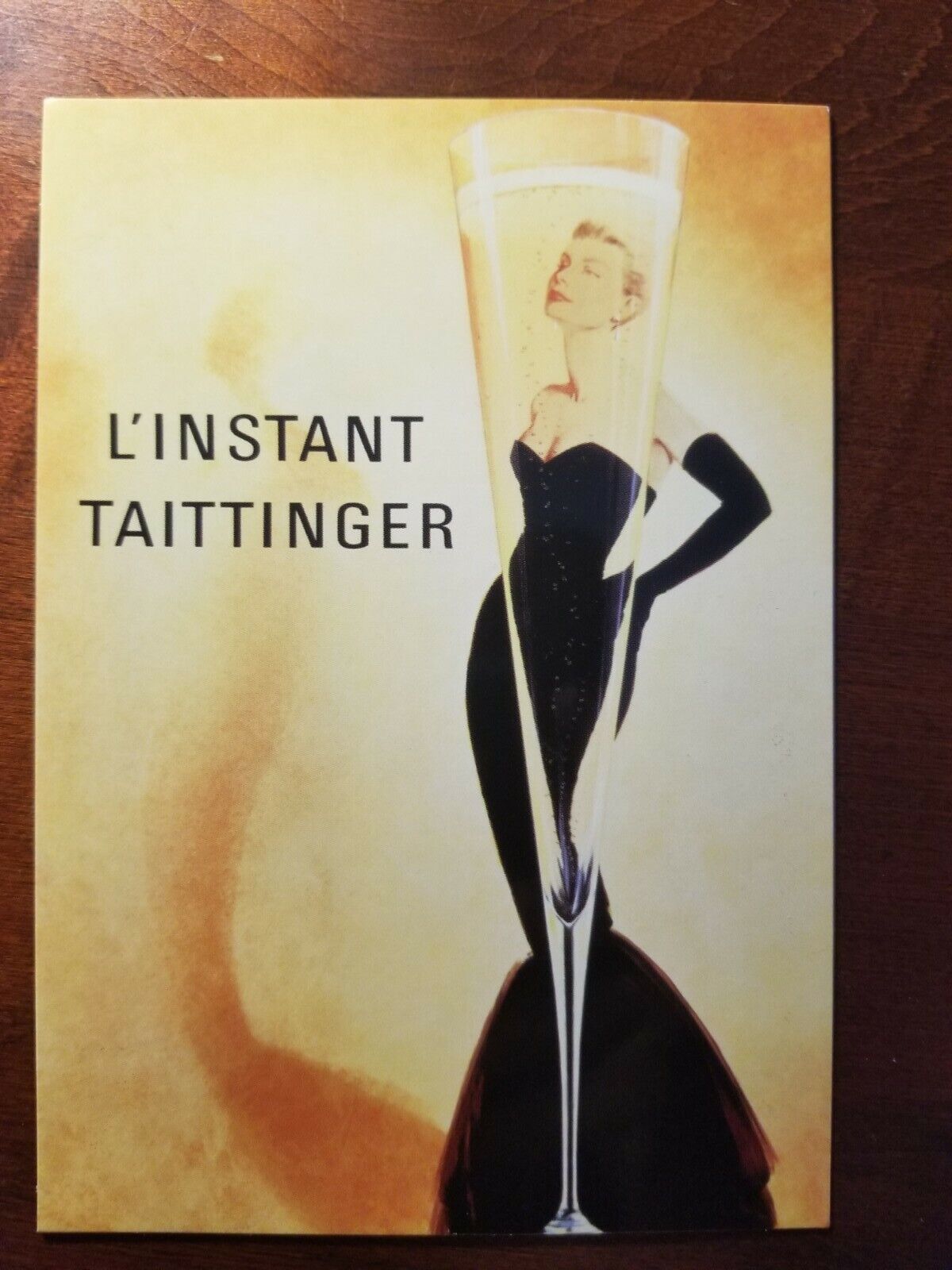 vtg L\'Instant Taittinger Champagne France postcard dress Bar GLASS GRACE KELLY