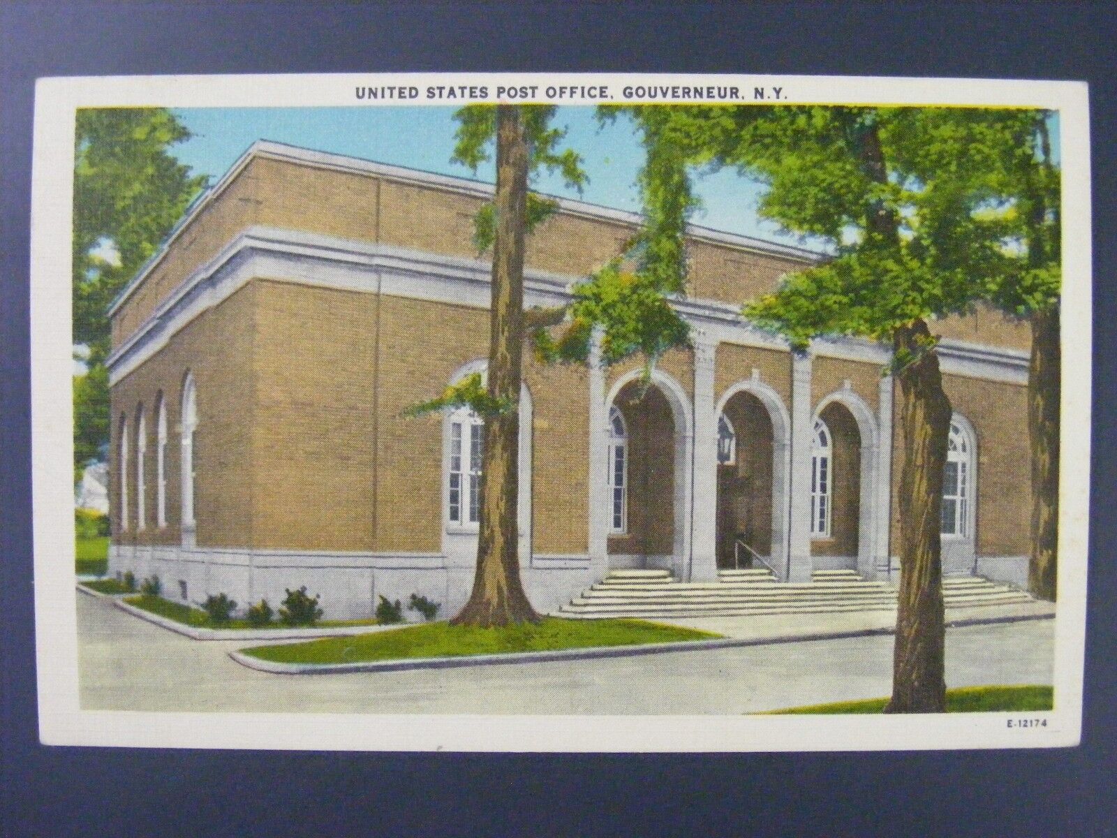 Gouverneur New York US Post Office Vintage Color Linen Postcard 1952